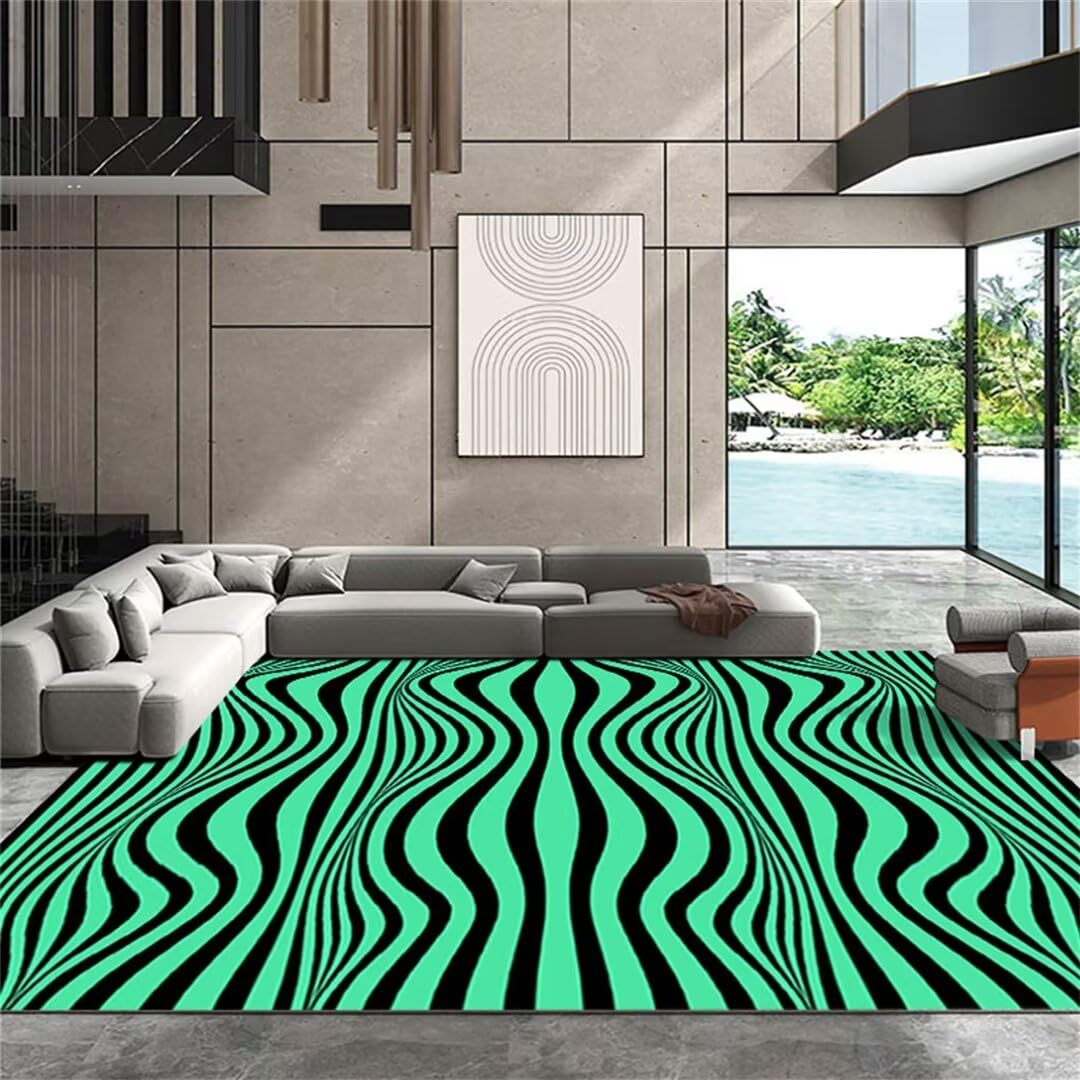 Grand tapis rectangulaire 160x200 cm à poils courts antidérapant et durable
