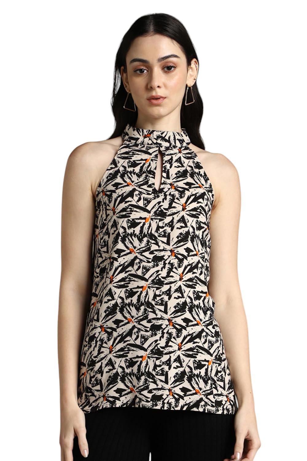 Halter Neck Sleeveless Printed Top