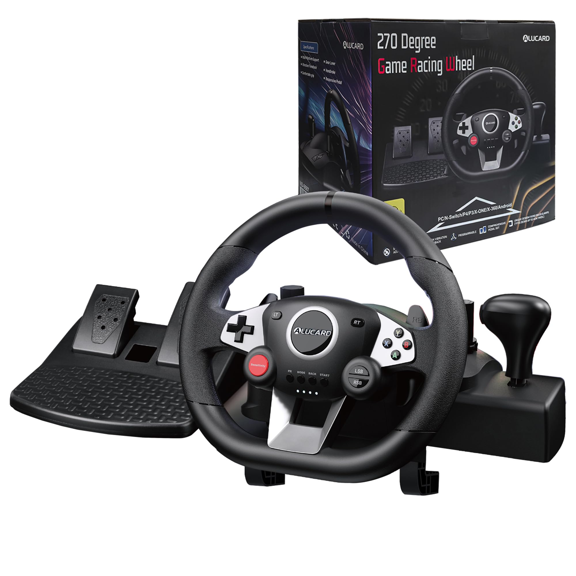 DuLingKer PC Lenkrad mit Pedalen und Schaltung, 270 Gaming Lenkrad fr PC/PS4/Switch/PS3/Xbox  One/Xbox 360/Android TV, Racing Wheel PC mit Schaltwippen, Vibrationen  Feedback : Amazon.de: Games