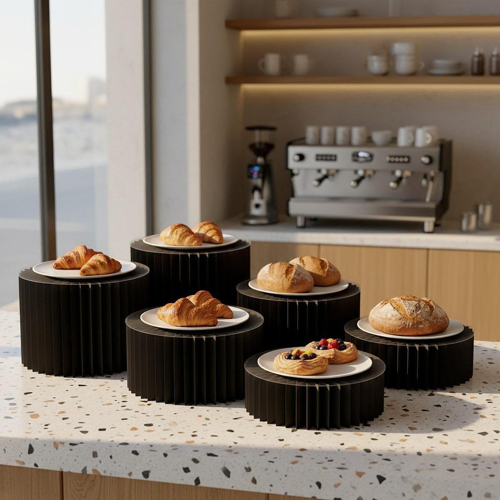 6 Alzatine per Cupcake da Buffet, Supporti per Torte, Cibo Decorativo per Eventi di Anniversario, Catering, Cupcake E Dolci, Nero