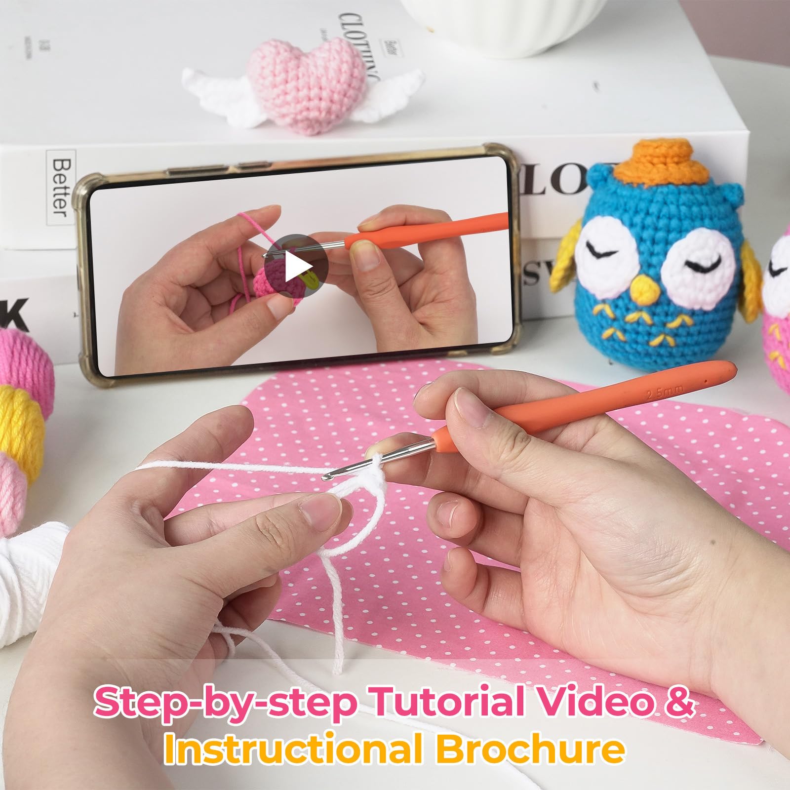 Amigurumi Roses Fleurs Kit Crochet Débutant - Fleurs Roses Amigurumi Avec Tutoriel Vidéo - DIY Loisir Créatif