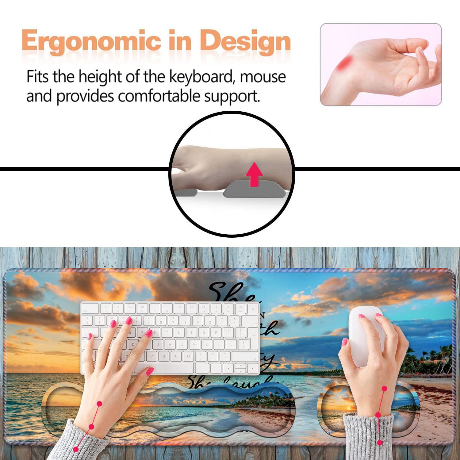 Ergonomische Tastatur-Handgelenkauflage & Mauspad, Handgelenkauflage-Set, große XXL-Gaming-Schreibtischmatte 80x30 cm, rutschfeste Unterseite, Memory-Schaum, Bibelvers, Sprüche BS 31:2 38 EU