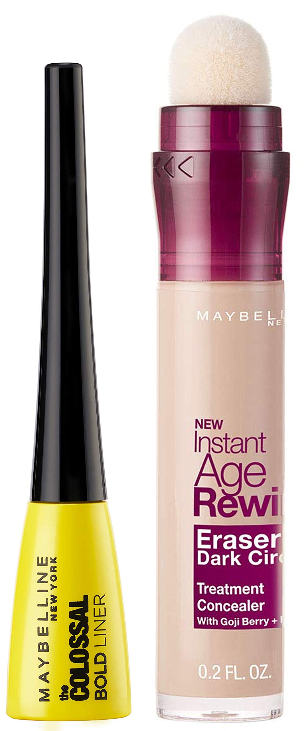 Maybelline New York Colossal Bold Eyeliner, Black, 3g & Maybelline New York Instant Age Rewind Concealer, Honey, 6g