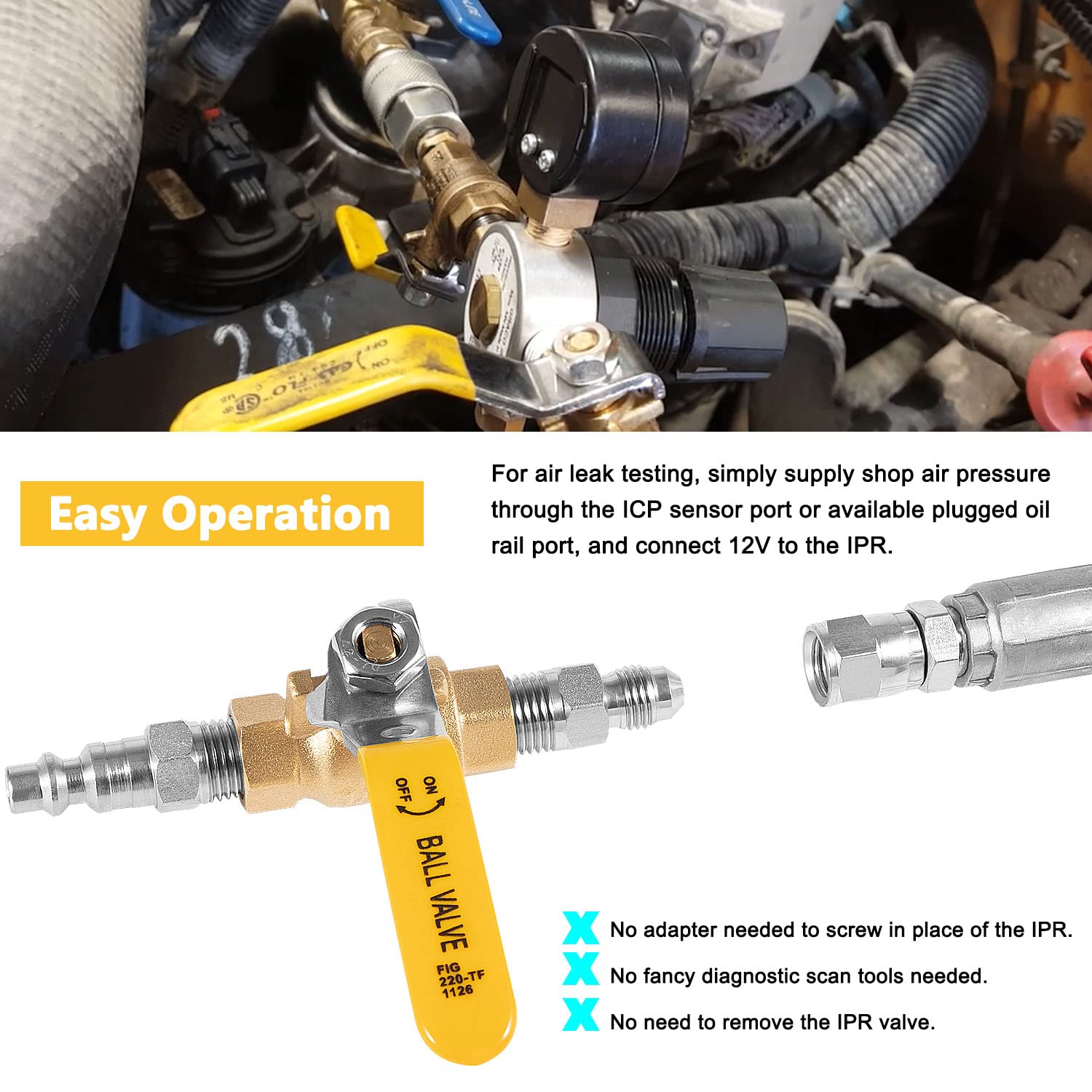 Bonbo Hpop Test Tool High Pressure & Air Leak Test Gauge Tool Kit Fits for Ford F250 F350 6.0L & 7.3L Powerstroke 1994-2007
