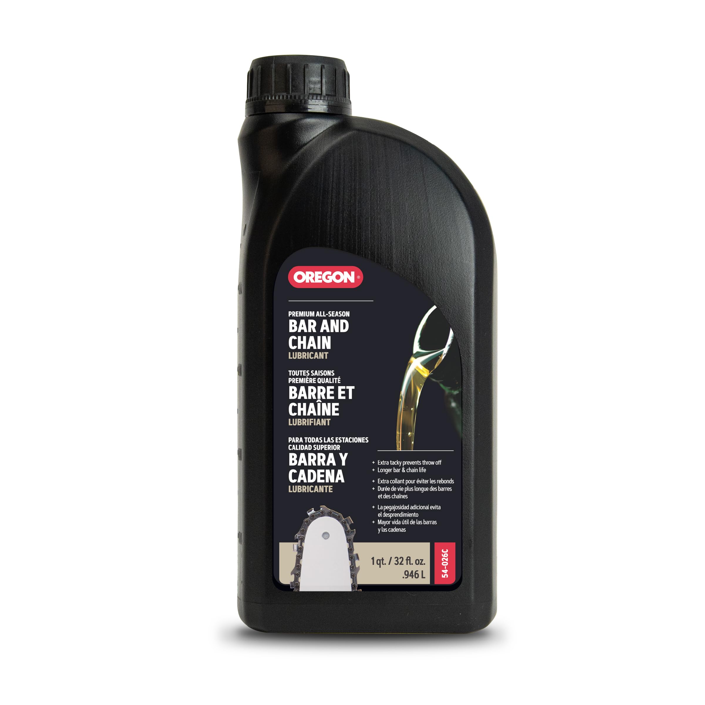 Oregon 54-026C Premium Bar and Chain Oil and Lubricant for Chainsaws, 1 Quart Bottle (32 fl.oz / 946 ml)
