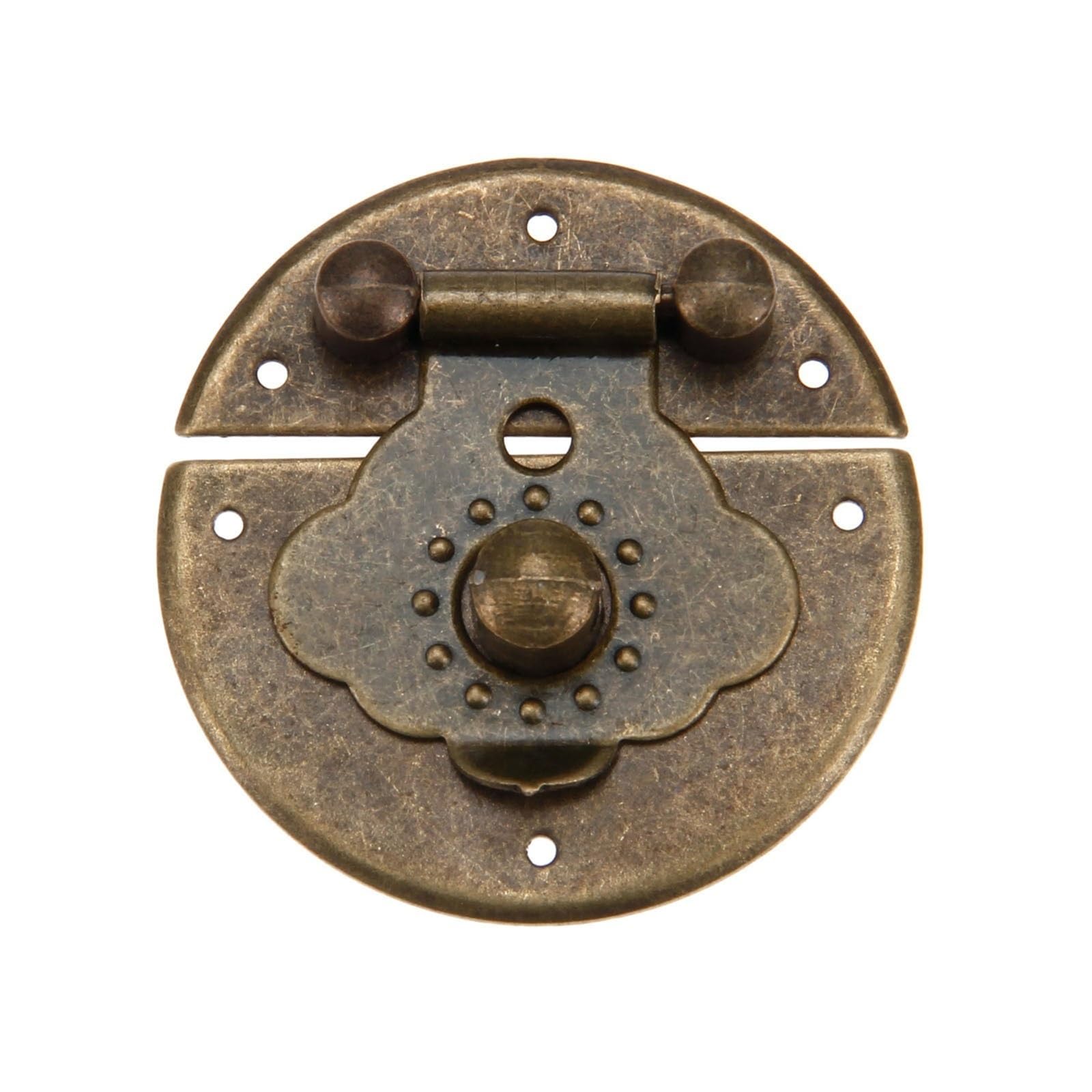 Shundeed One Color 2Pcs Retro Furniture Hardware Hinge Accessories, Jewelry Box Suitcase Round Toggle Lock Buckle Wooden Box Lock.
