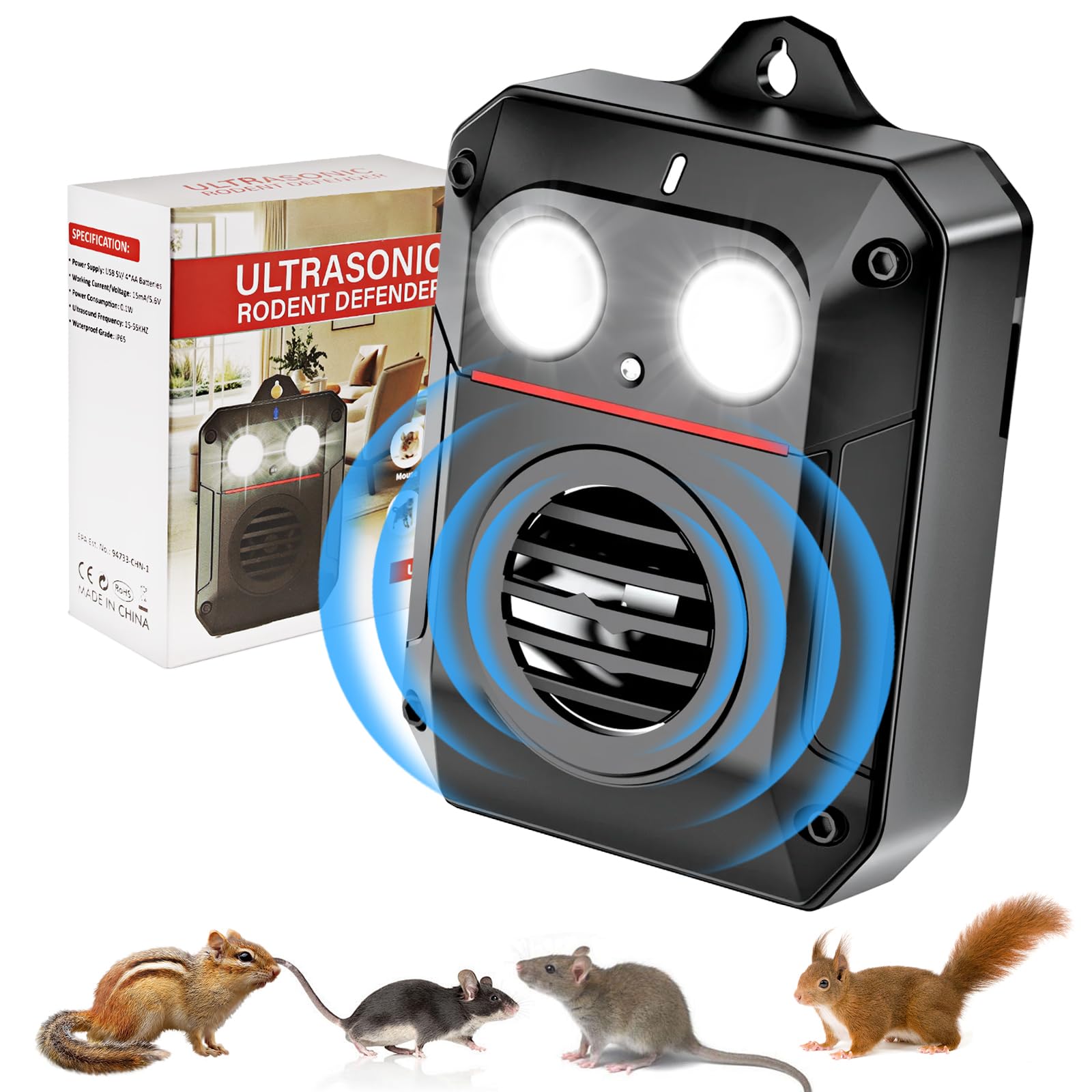 Marderschreck Auto, Katzenschreck Ultraschall Testsieger, Marderabwehr, Marderschreck Dachboden Batterie, Marderschrecker Auto mit Blitzlicht, Mauseschreck für Garage, Dachboden und Garten
