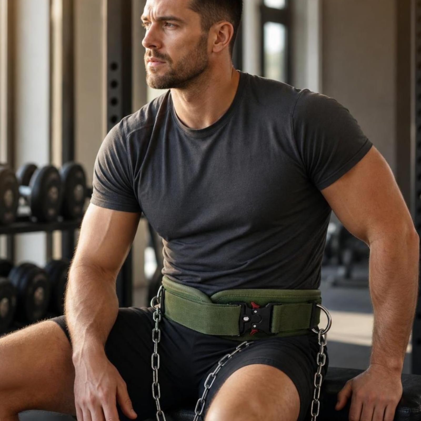 Cintura Sollevamento Pesi Cintura Allenamento Palestra Cintura Zavorra Cintura Bodybuilding con Catena Argentata E Attacchi Laterali Stabilità per