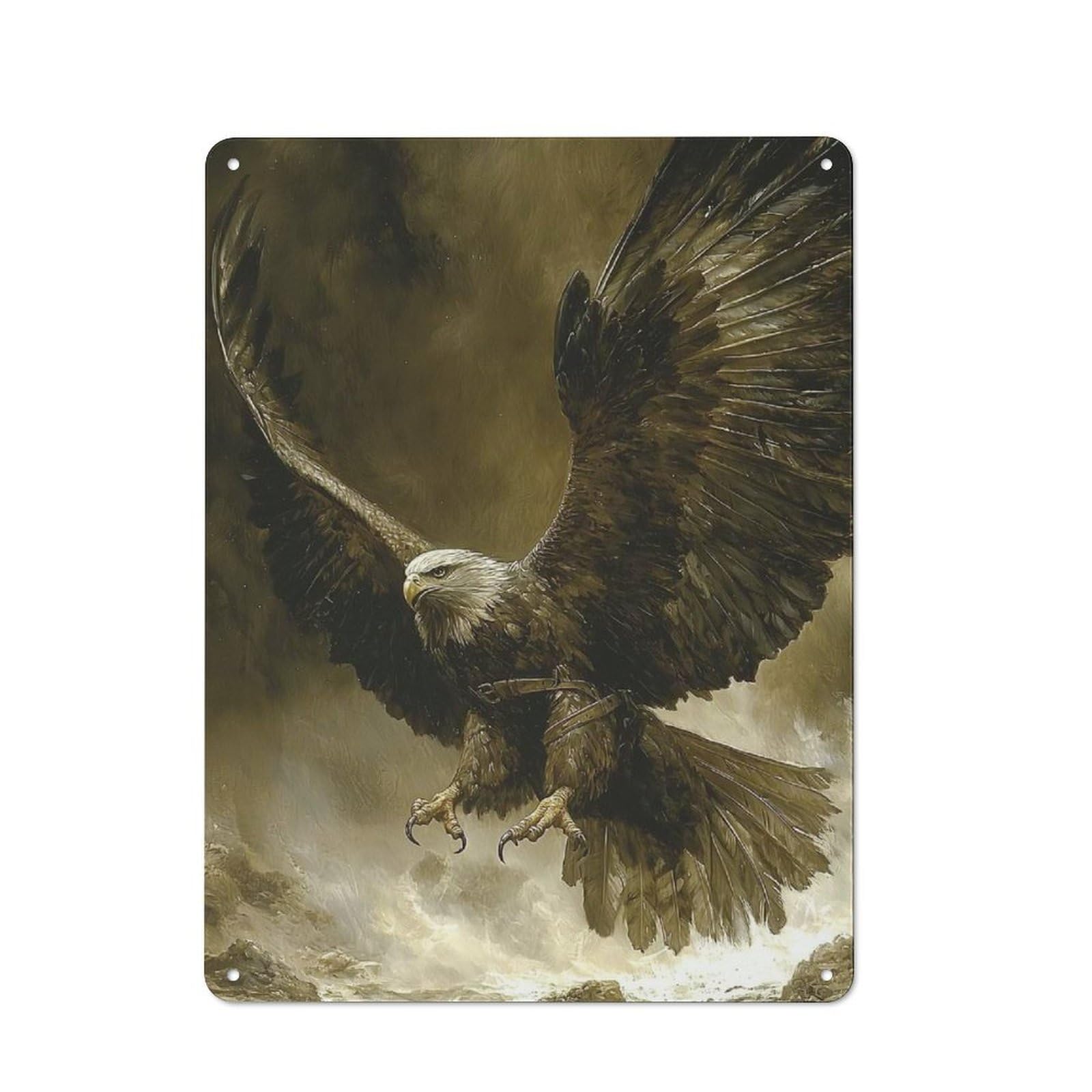Retro Tin Sign 40x30cm Featuring Majestic Eagle in Flight for Home Bar Wall, for Collectors Decorating Home Bars And Entertaining Spaces