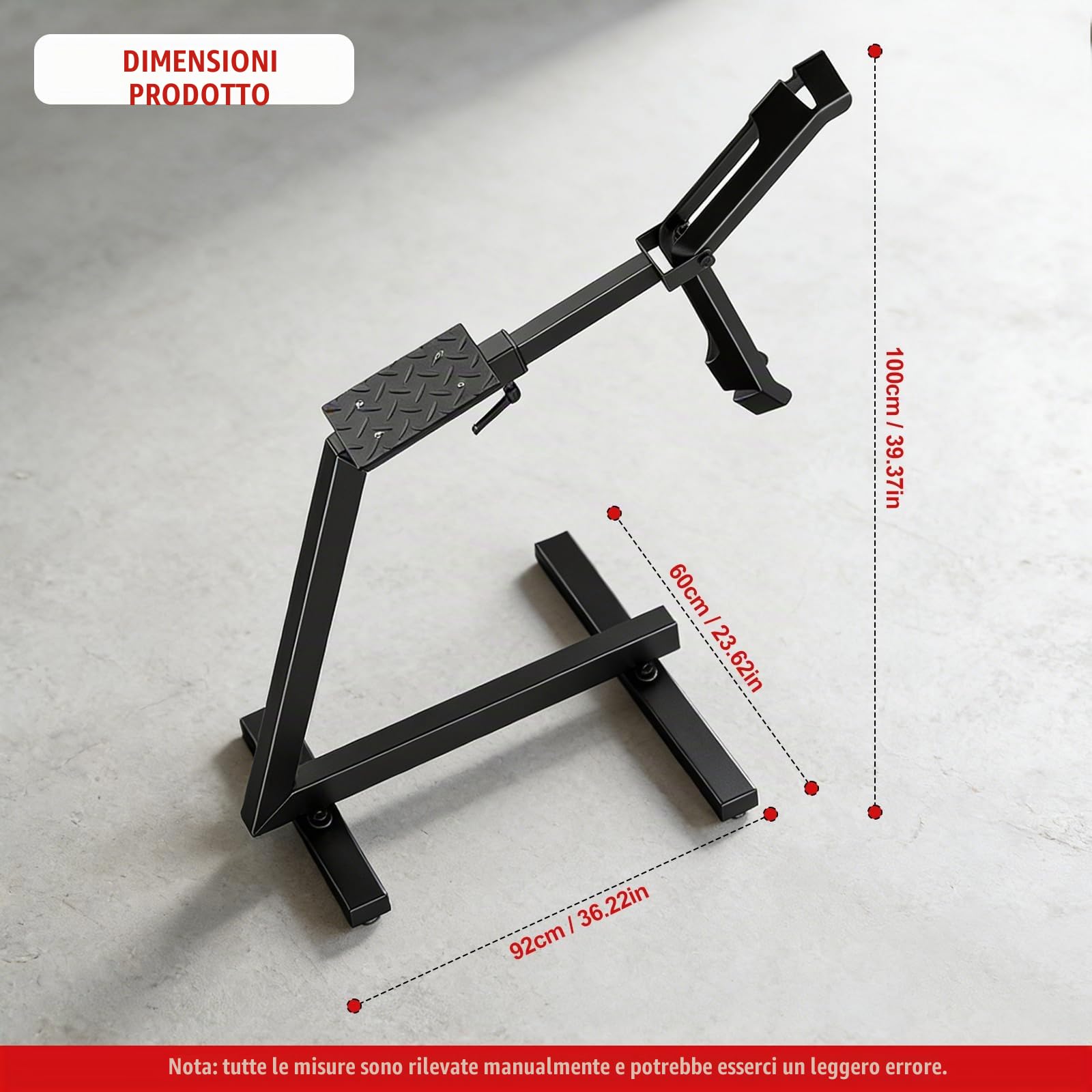 Cavalletto posteriore 2 in 1 per riparazione e stoccaggio, supporto stabile per mountain bike e bici elettriche fino a 45 kg, struttura in metallo con fissaggio anteriore della ruota, regolabile per