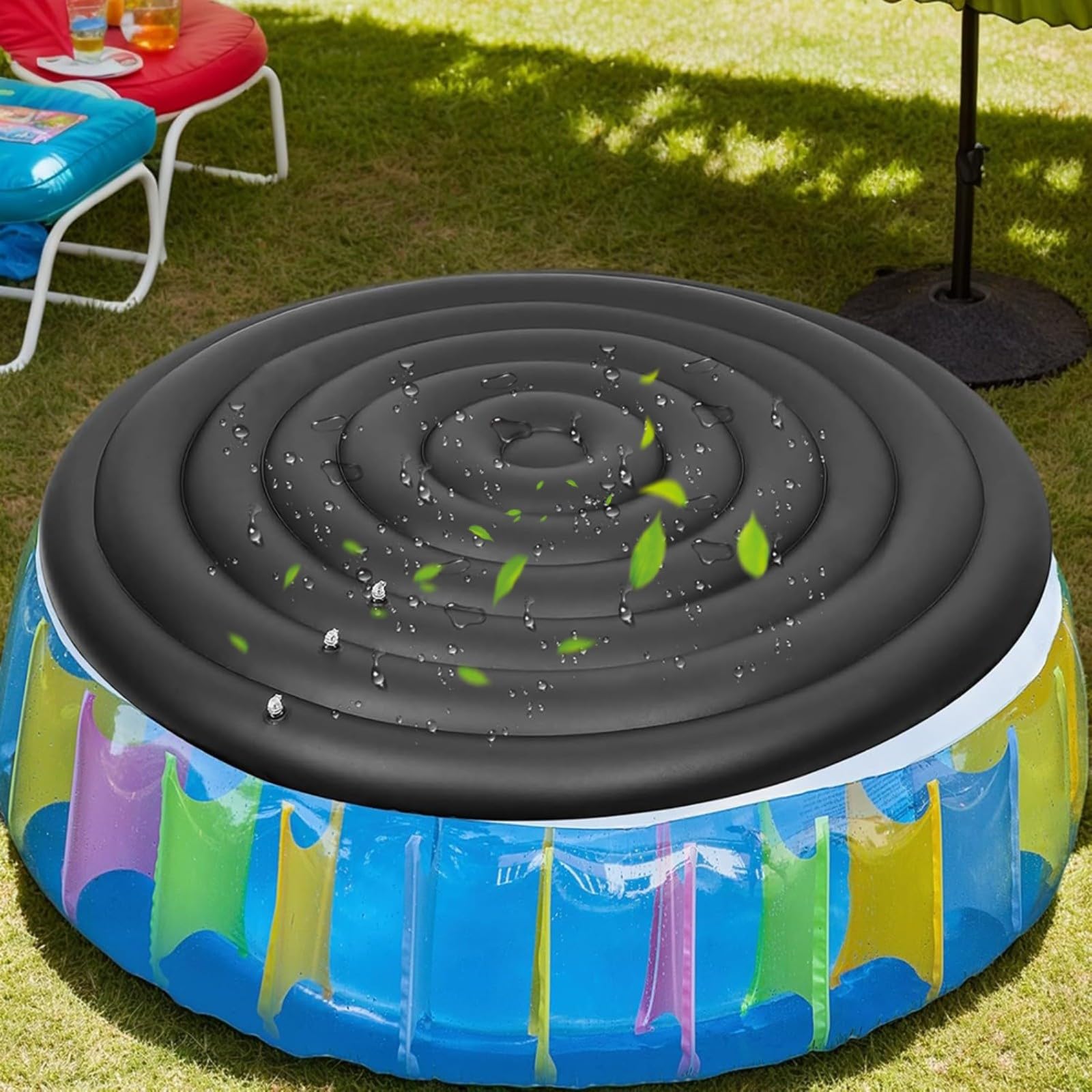 Copertura rotonda gonfiabile per spa, 180 cm, in PVC, impermeabile, misura regolabile (senza manico)