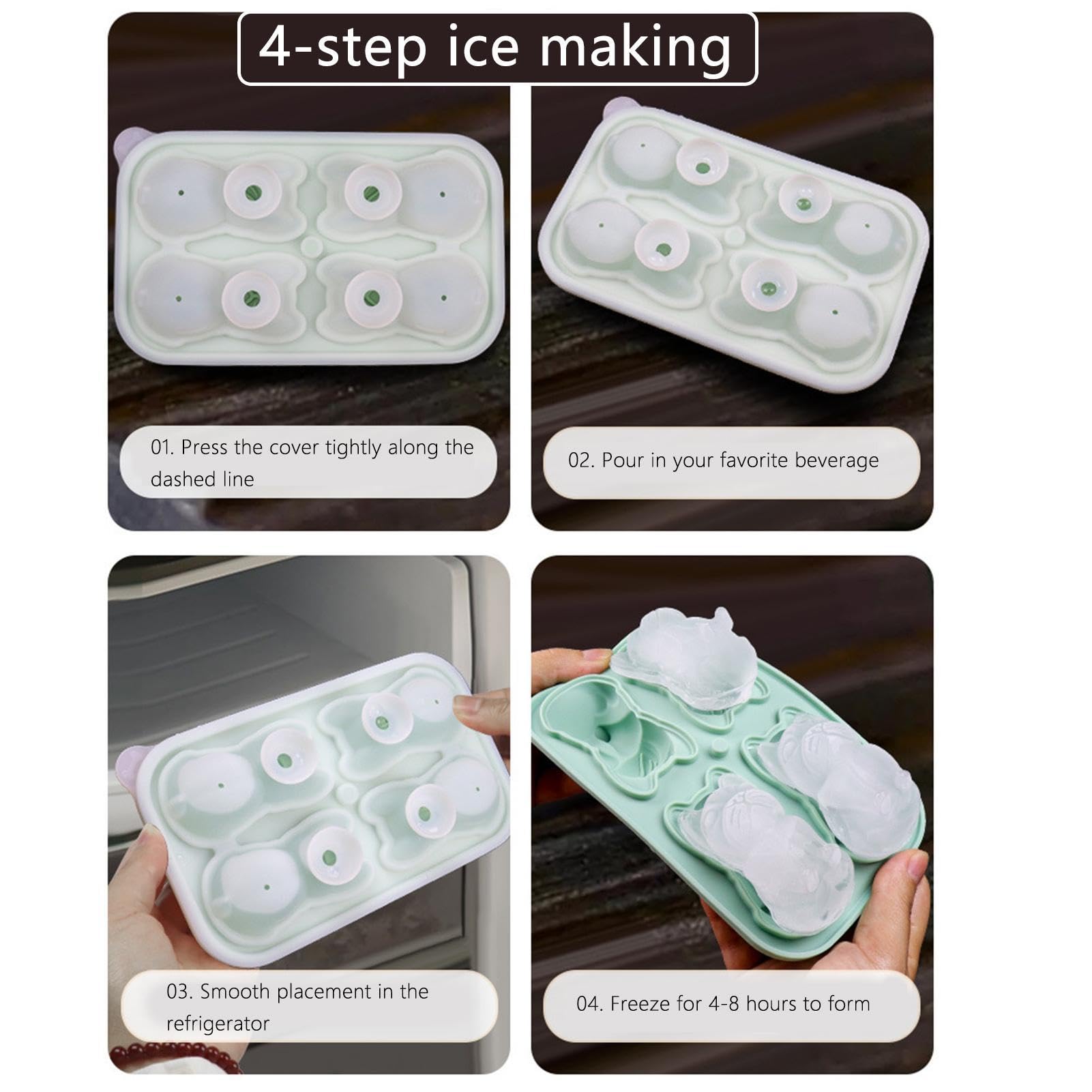 Vassoio Per Cubetti Di Ghiaccio Con Coperchio E Cestello - Pratico, Per Freezer, Colore Latte - 2