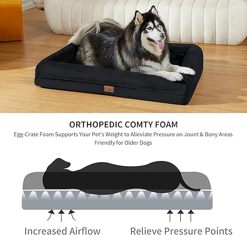Vista 59 de Cama ortopédica para perros pequeños, cama impermeable para cachorros con funda extraíble lavable, cama de espuma para perros pequeños con respaldo