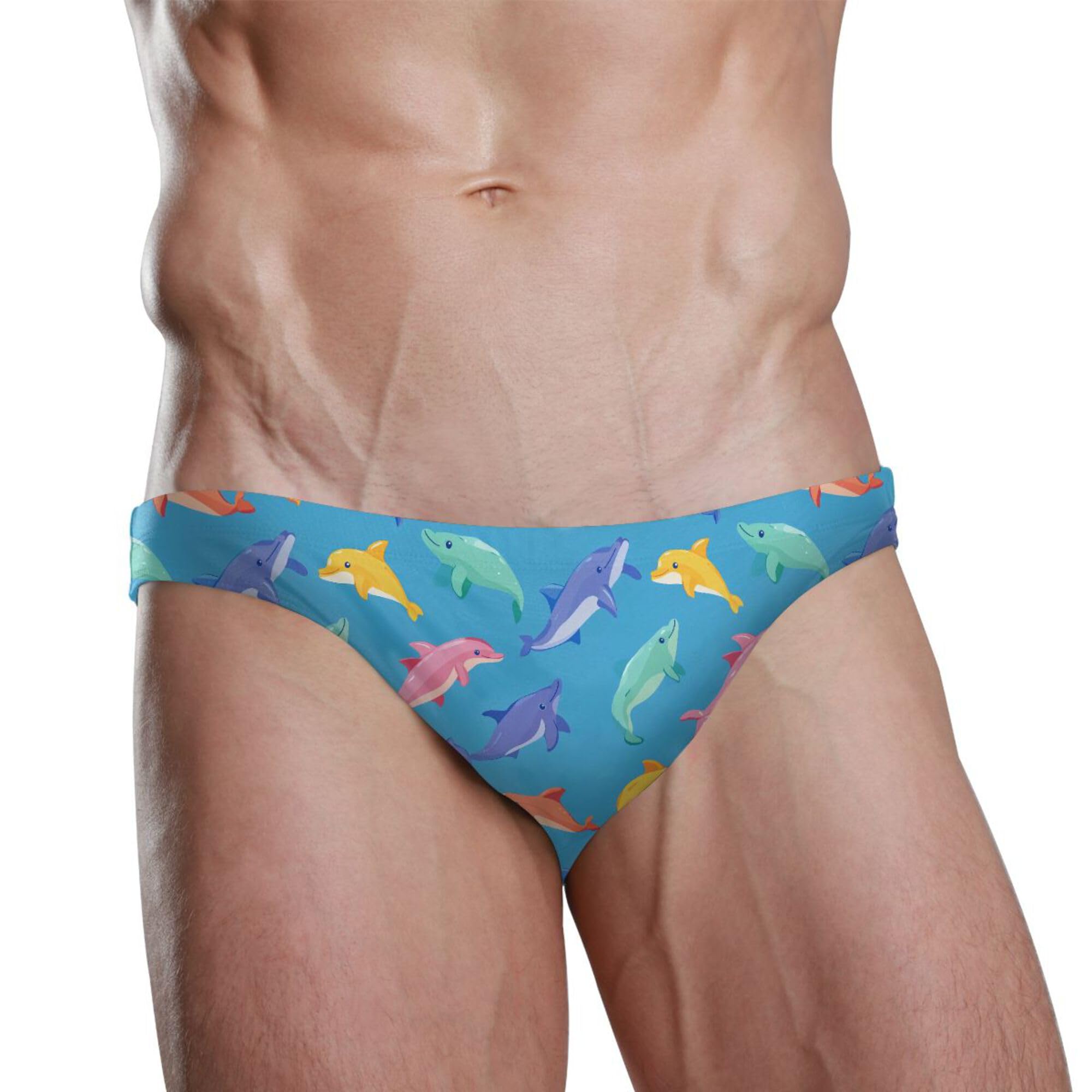 Mens Swim Briefs Dolphins Animal Swimwear Bikini Swimsuit XL B0403827