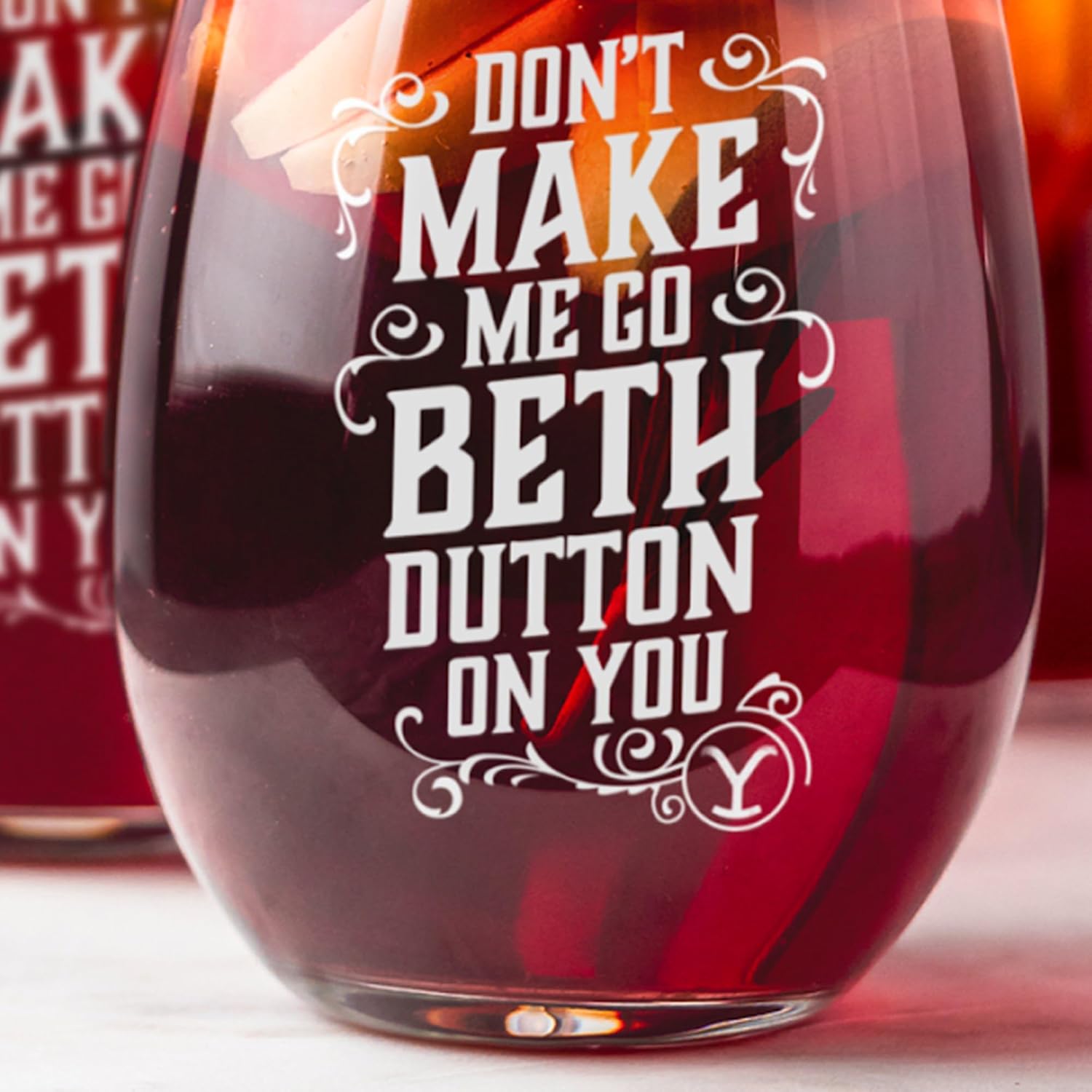 PARAMOUNT NETWORK Yellowstone Don't Make Me Go Beth Dutton On You Laser Engraved Stemless Wine Glass - Officially Licensed