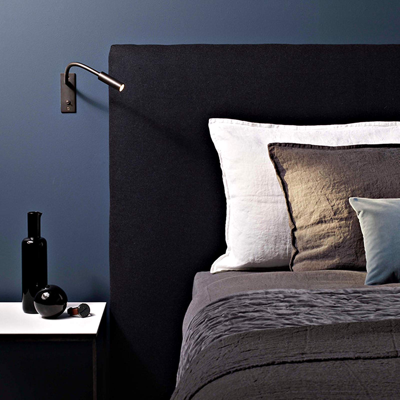 Flexibler Schwanenhals Wandleuchte, 360 ° Drehfunktion LED Leselampe mit Schalter, Flexible Nachttischlampen-Schüler Spotlight, 3W Wandmontage Bettleuchte, für Treppe Schlafzimmer Lesen,Bronze