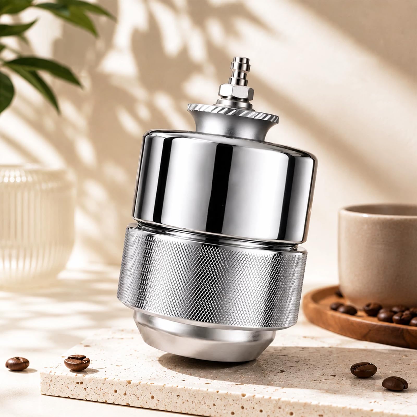 Macchina Per Caffè Espresso Pneumatica, 58 Mm, In Acciaio Inox A Doppia Parete, Con Cestello Da 18 G, Manometro, Ideale Per Campeggio, Viaggi E Per La Preparazione Del Caffè A Casa