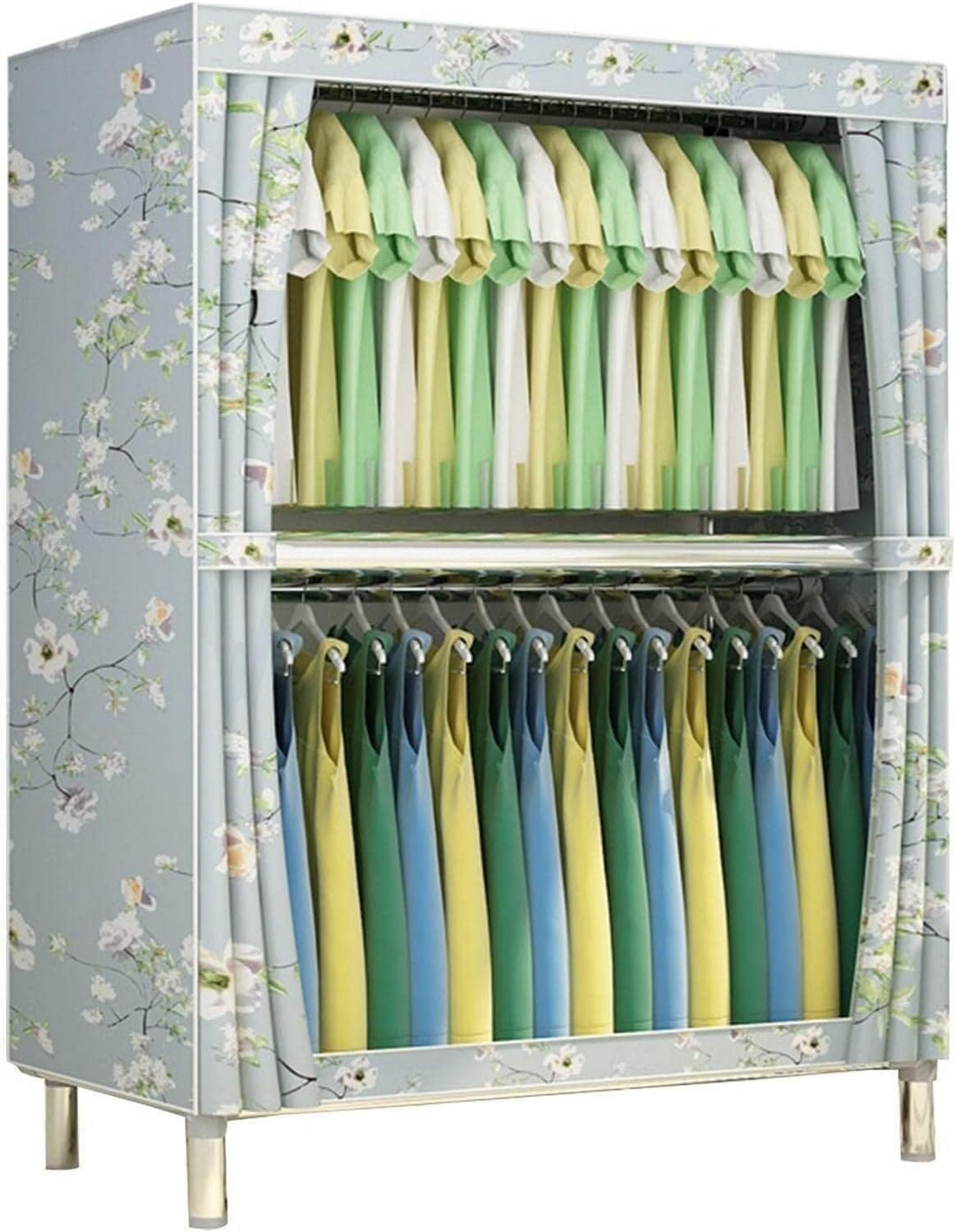 Armario de lona con barra para colgar ropa organizador portátil para dormitorio