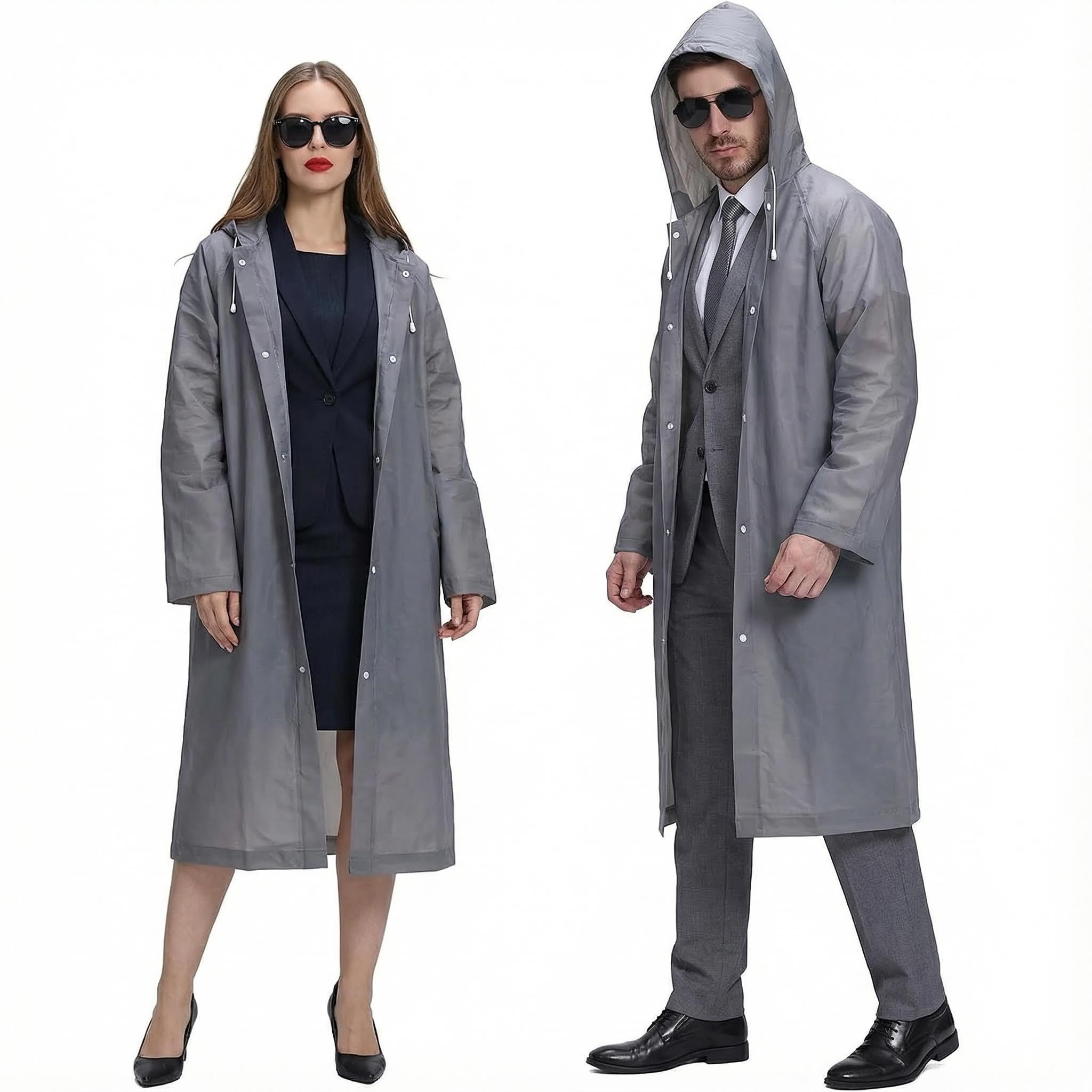2 Piezas Poncho de Lluvia Impermeable con Capucha y Mangas, Reutilizable, Chubasqueros Impermeable para Hombre y Mujer, Ropa de Agua para Viajes y Exteriores, Talla Única