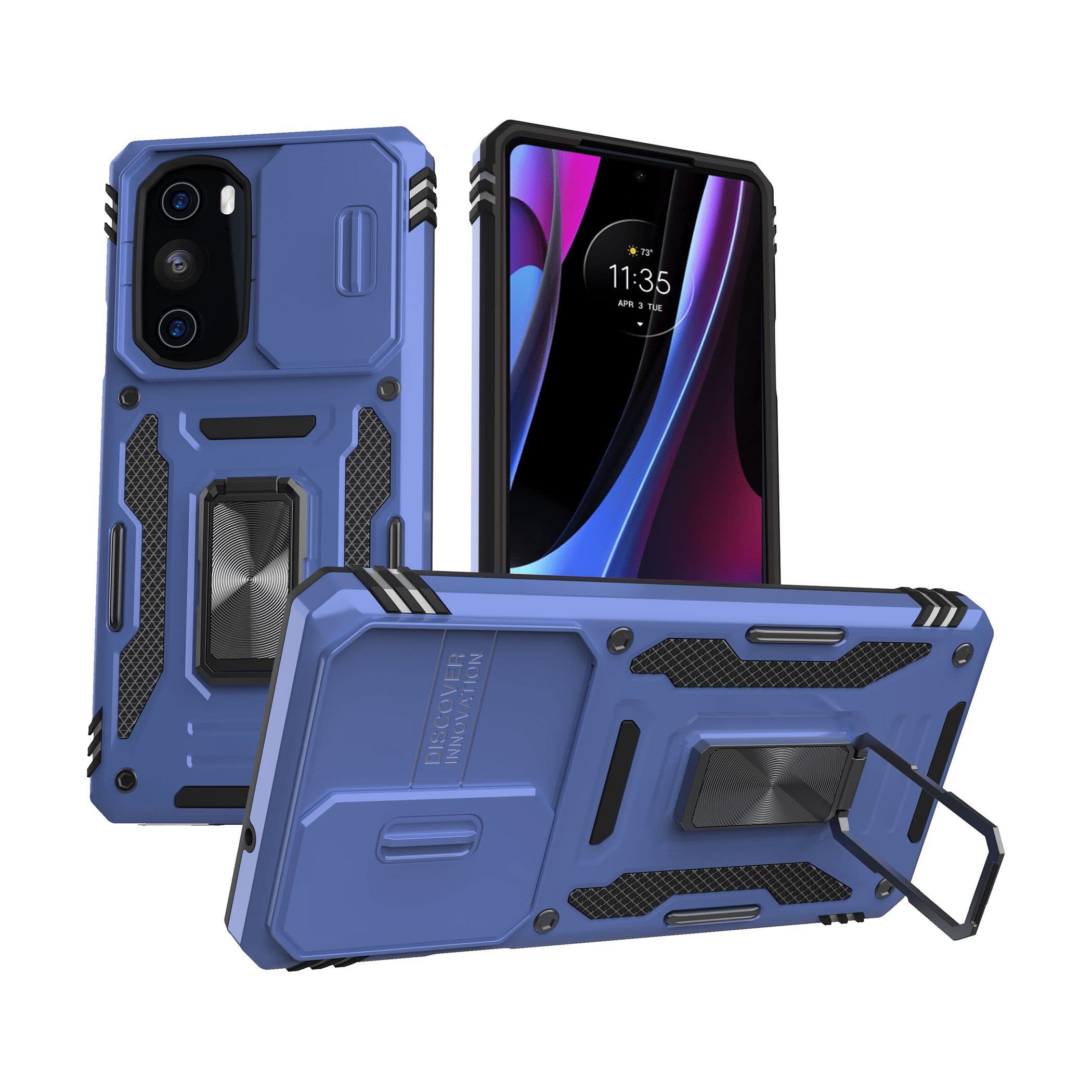 Sandstone Back Cover for Motorola Edge 30 Pro Case with Stand & Slide Camera Cover Military Grade Drop Protection Case f