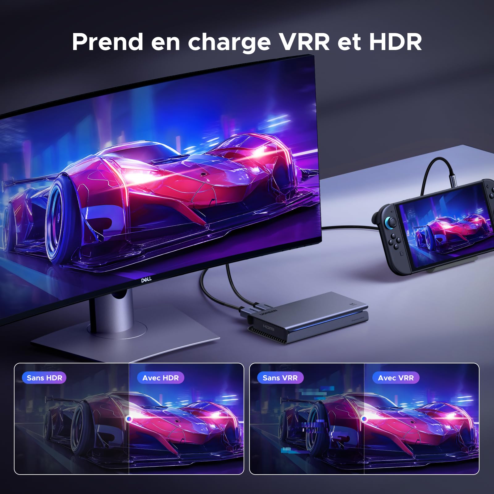 UGREEN 4K 144Hz Carte Acquisition Vidéo HDMI 2.1 USB 3.2 Gen 2 Passthrough | 4K 144Hz en Streaming Carte de Capture Vidéo Sortie en Boucle Compatible with Switch 2 Xbox PS5 PC Caméra OBS XSplit