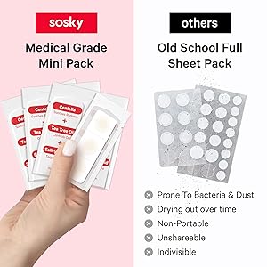 Sosky Pimple Patches for Face, Invisible Hydrocolloid Acne Patches, HSA Store Eligible Items, Zit Sticker for Face and Skin, Pimple Sticker for Covering Zits, Blemishes with Salicylic Acid 48 Count
