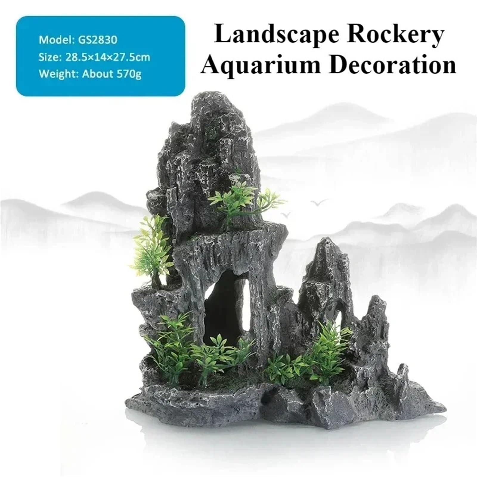 Decorazioni per Acquario Acquario Paesaggio Giardino roccioso Decorazione Piante acquatiche Pietre Ornamenti in resina d'interni Accessori for acquari