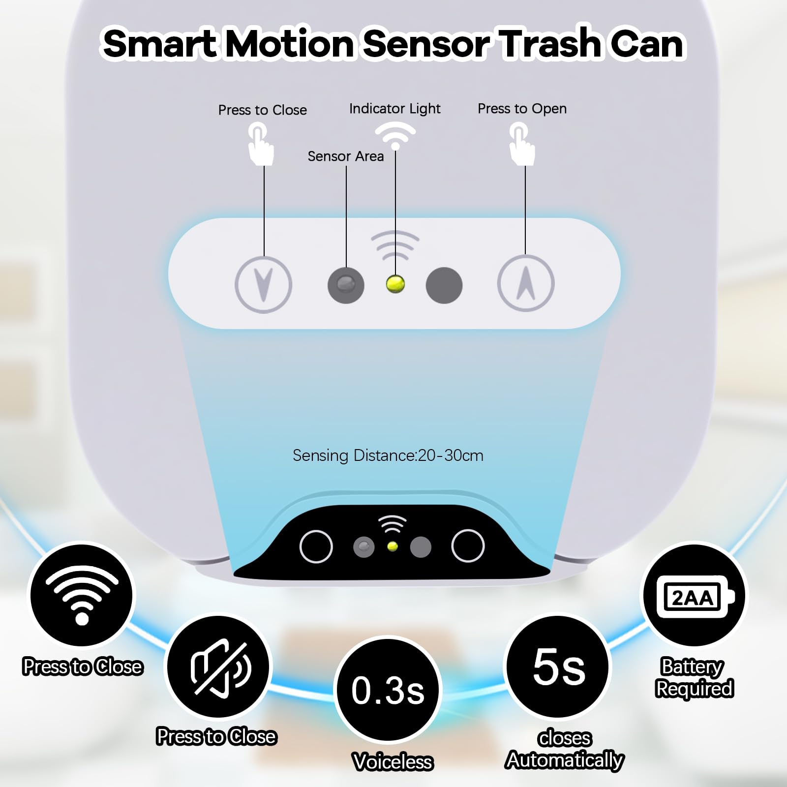 HOMCOM 50 Liter Sensor-vuilnisemmer met Soft-Close functie, contactloze