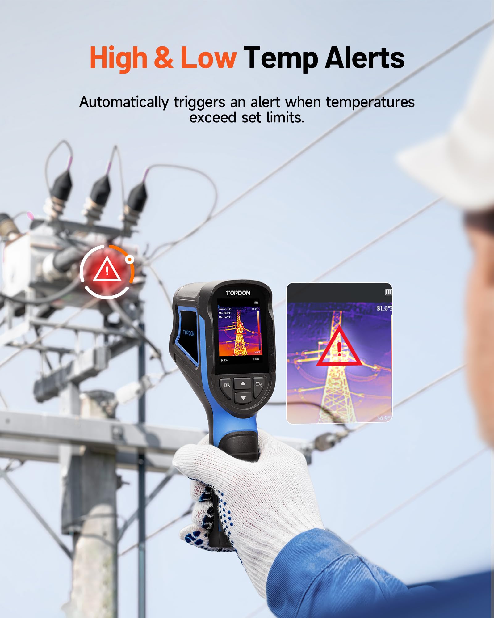 TOPDON TC004 3.5" Thermal Imaging Camera, -4°F~1022°F Temp Range | 512 x 384 TISR Resolution, 8-Hour Battery Life Handheld Infrared Camera with PC Analysis and Video Recording, 64GB Storage product image 16