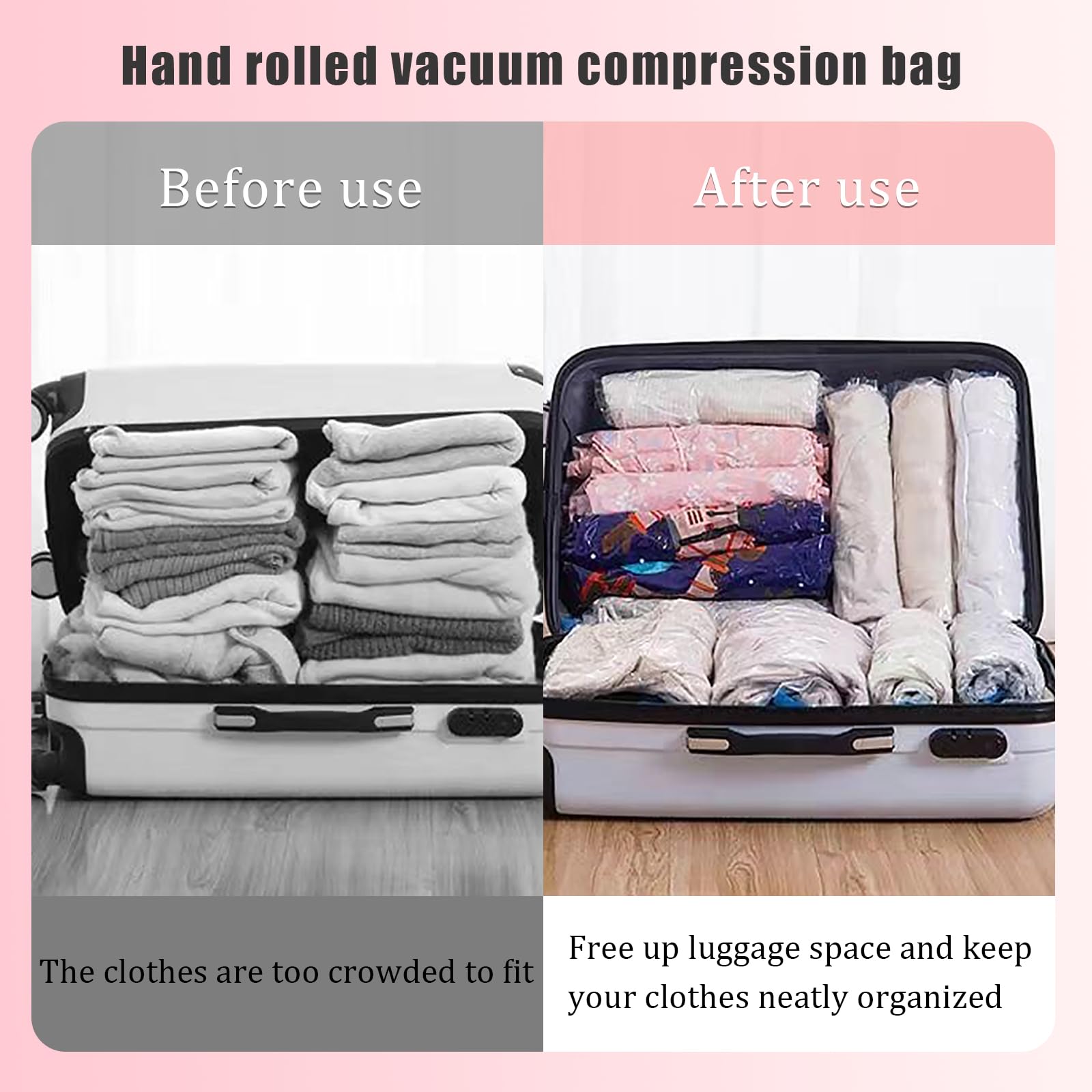 Fkereg 5 Pack Travel Roll up Compression Bag 40 x 60 cm - Image 4