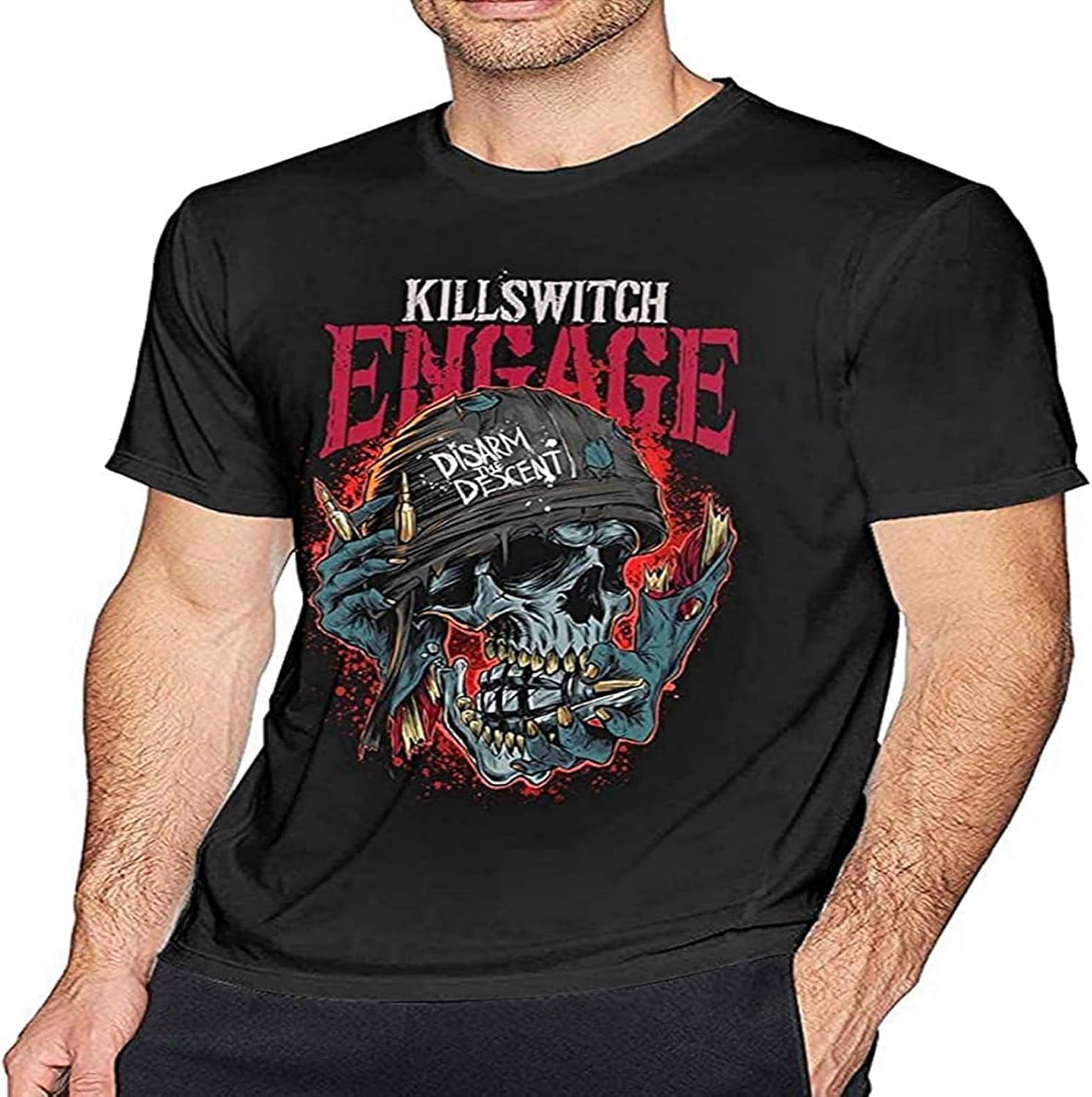 YYCUKCN Men's Cotton Shirt Killswitch Engage Disarm The Descent T Shirt Men's Fashion Cotton Crew Neck Short Sleeve Tunics Short Sleeves