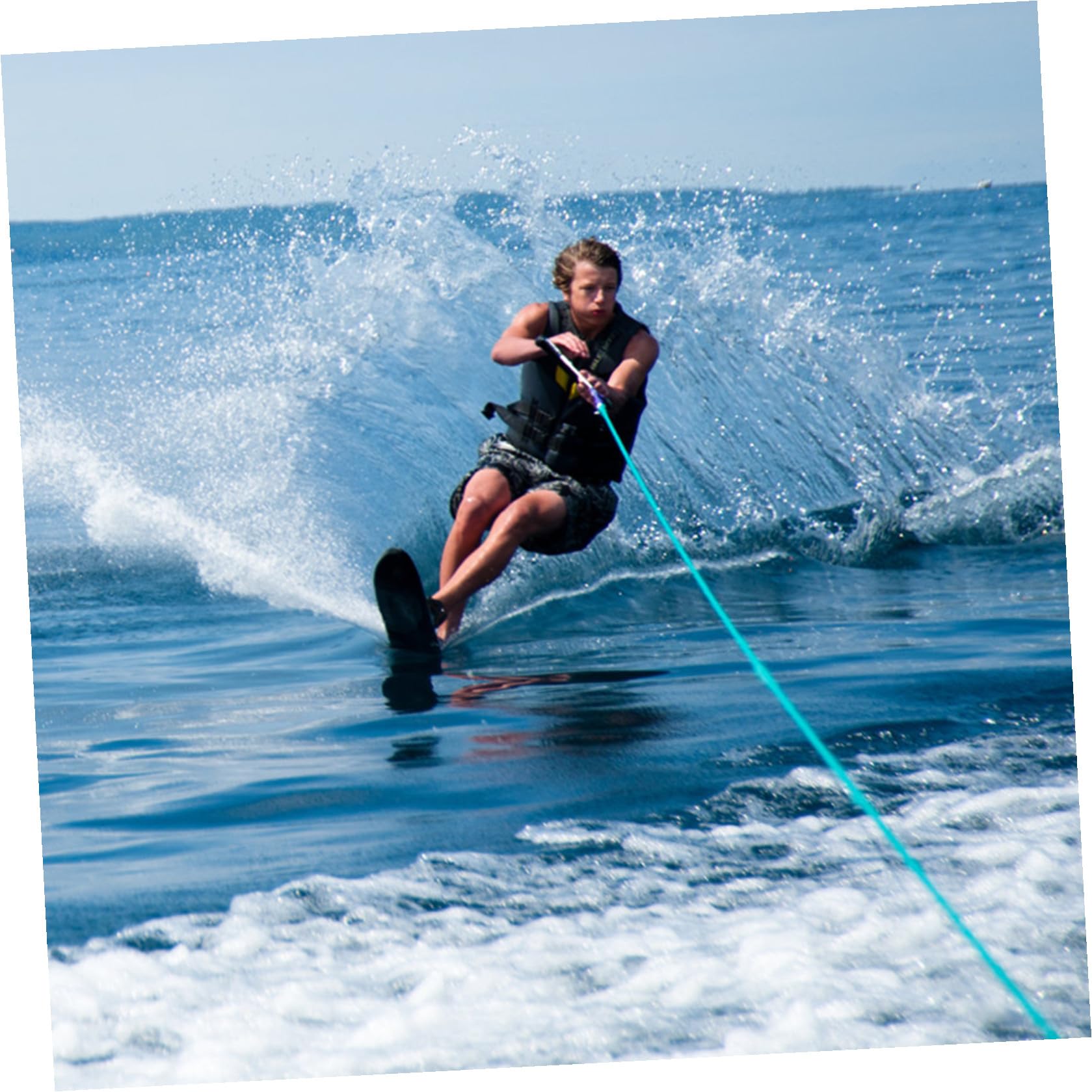 VILLCASE Cuerda de Esquí Acuático de Nylon Negro Ligera y Fácil de Manejar Asa para Wakeboard y Kneeboard, Cuerda de Remolque para Barco de 1 Sección Color Aleatorio
