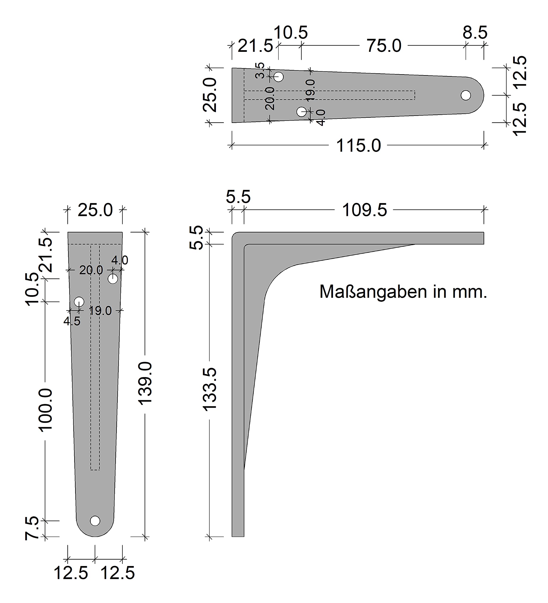 Schwerlastkonsole Aluminium Silber matt | SPARTA | 2 Stück Schwerlastwinkel für die Wandmontage | Winkelkonsole schwerlast: 500 x 450 x 47 mm | Tragkraft: 400 kg | Regalwinkel Silber