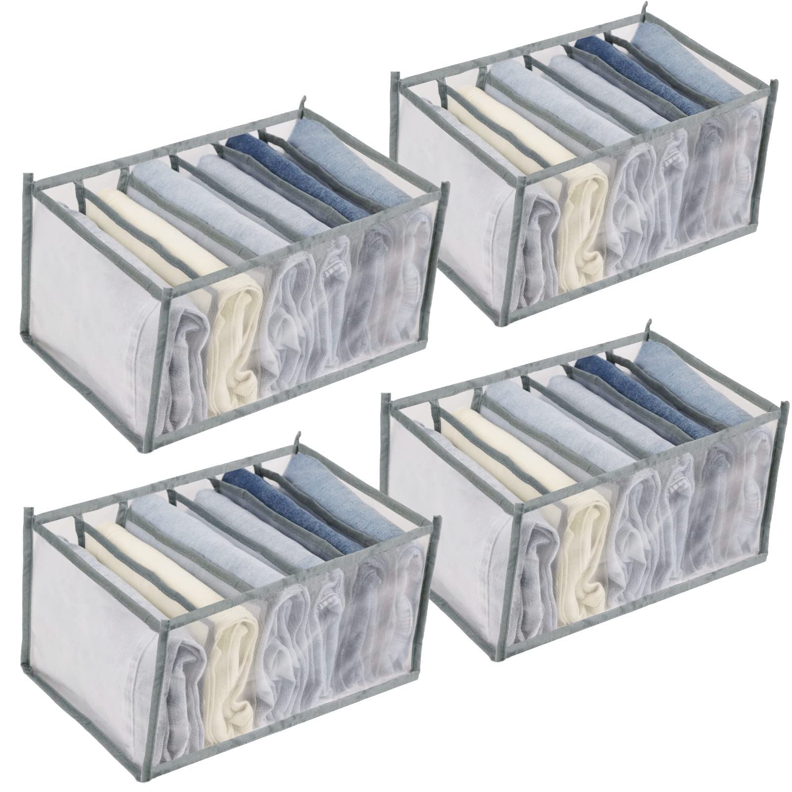 Photo 1 of KIKILIE 4 PC Wardrobe Clothes Organizer,Drawer Organizers for Clothing,Closet Organizers,Foldable Drawer Dividers for pcs Clothes/Thin Jeans Grids 4pcs-For Thin Jeans