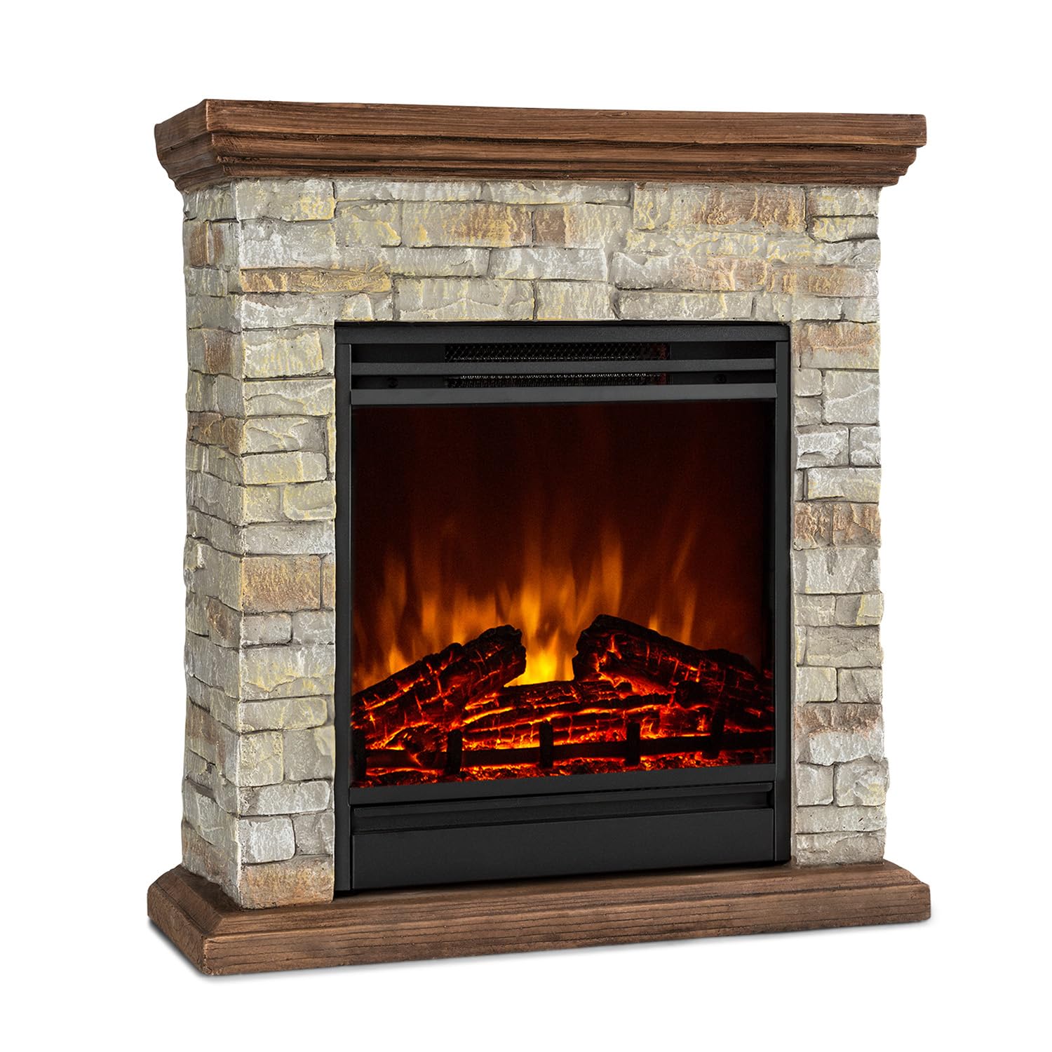 Klarstein Chimenea Electrica Bajo Consumo Pared, Estufa sin Leña de Interior, Chimeneas Electricas Decorativas 1800W, Llama LED, Chimenea Decorativa con Mando, Temporizador y Efecto Real Troncos