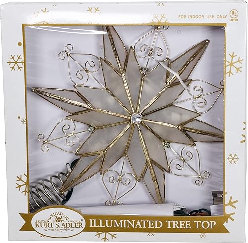 Miniatura 6 de Estrella de Capiz de 6 puntas y 10 luces de Kurt Adler para árbol de Navidad