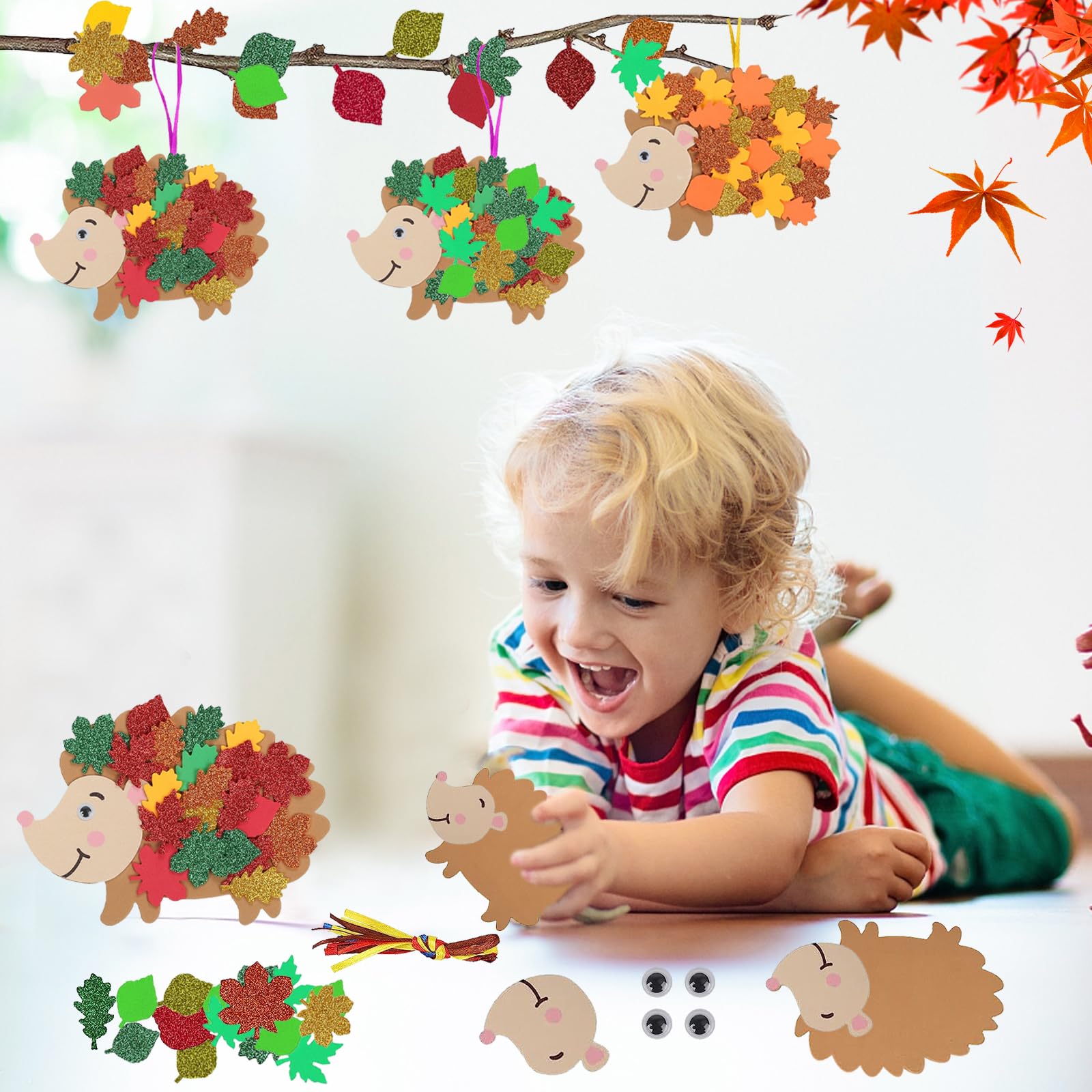 Couronne Automne Enfant Vordpe Lot De 12 Kits De Bricolage Pour Enfants - Automne - Kit De Bricolage Pour Enfants - Cadeau Pour Halloween Et Noël Activité Manuelle
