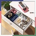 11-Piece Stackable Drawer Organizer Set, Multi-size Desk Drawer Organizer Trays Vanity Storage Bins for Storing Makeup, Stationery, Utensils in Bathroom Dresser, Office and Kitchen, White
