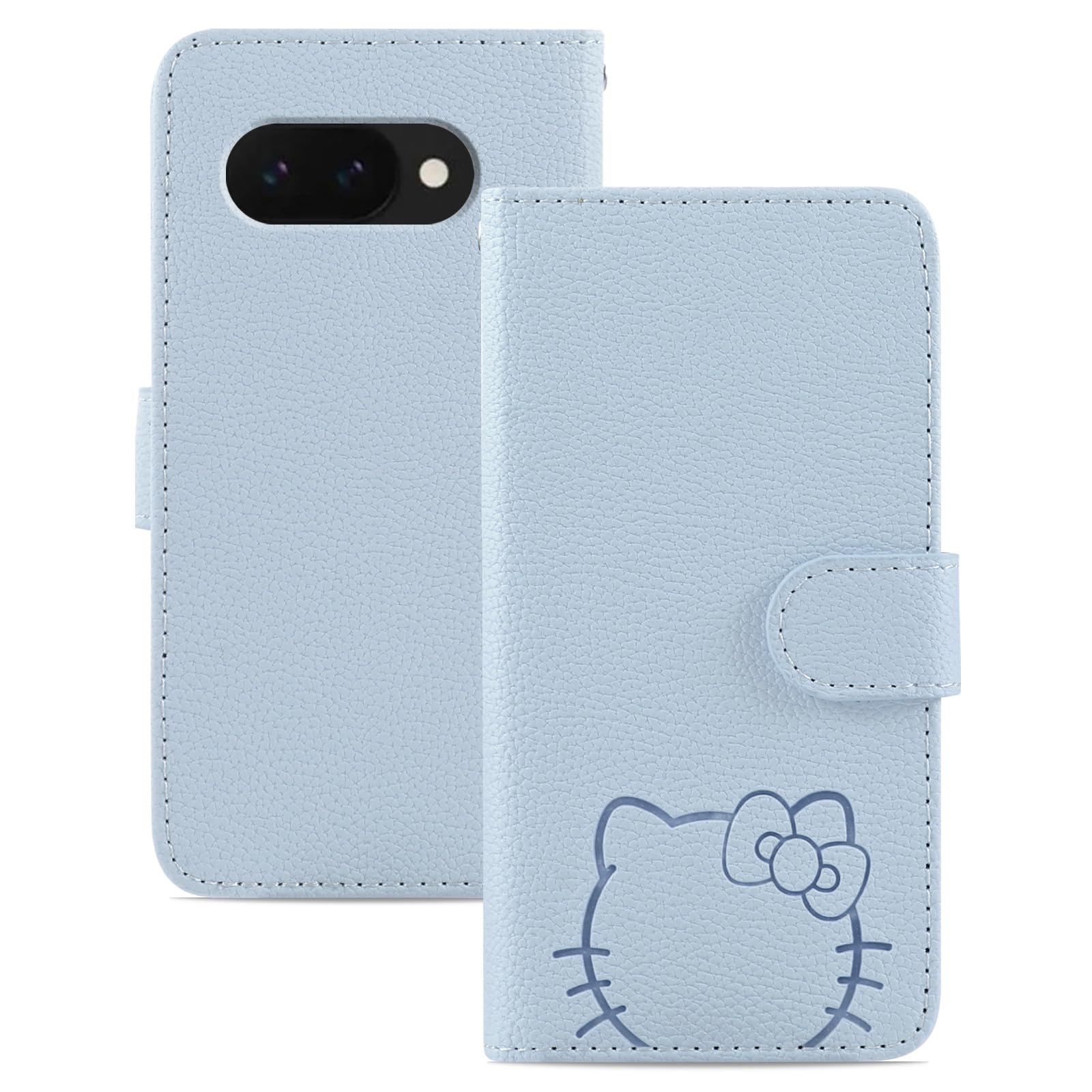 Kedic 対応 Google Pixel 9a ケース 手帳型 大きな花の顔の猫のパターン ぐーくるぴくせる9aケース ピクセル9a カバー Google Pixel9a スマホカバー 手帳型 グーグルピクセル9aケース の選択 指紋なし 適度な厚さ 軽量グリップ 柔軟性 より包括的な保護 スマホ スタンド ライトブルー