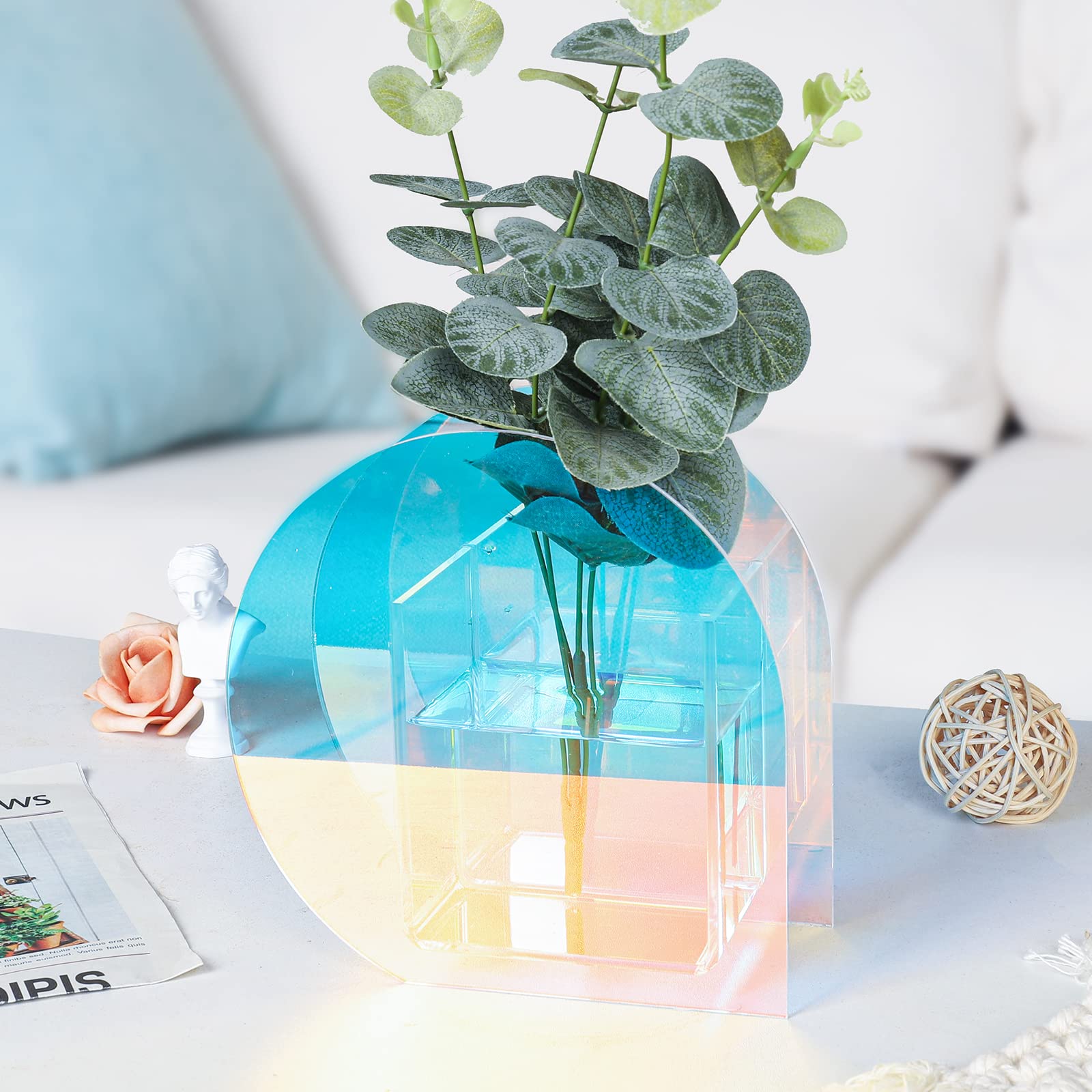 Amazon.com: Iridescent Acrylic Flower Vase Modern 6.3 Inch Mini