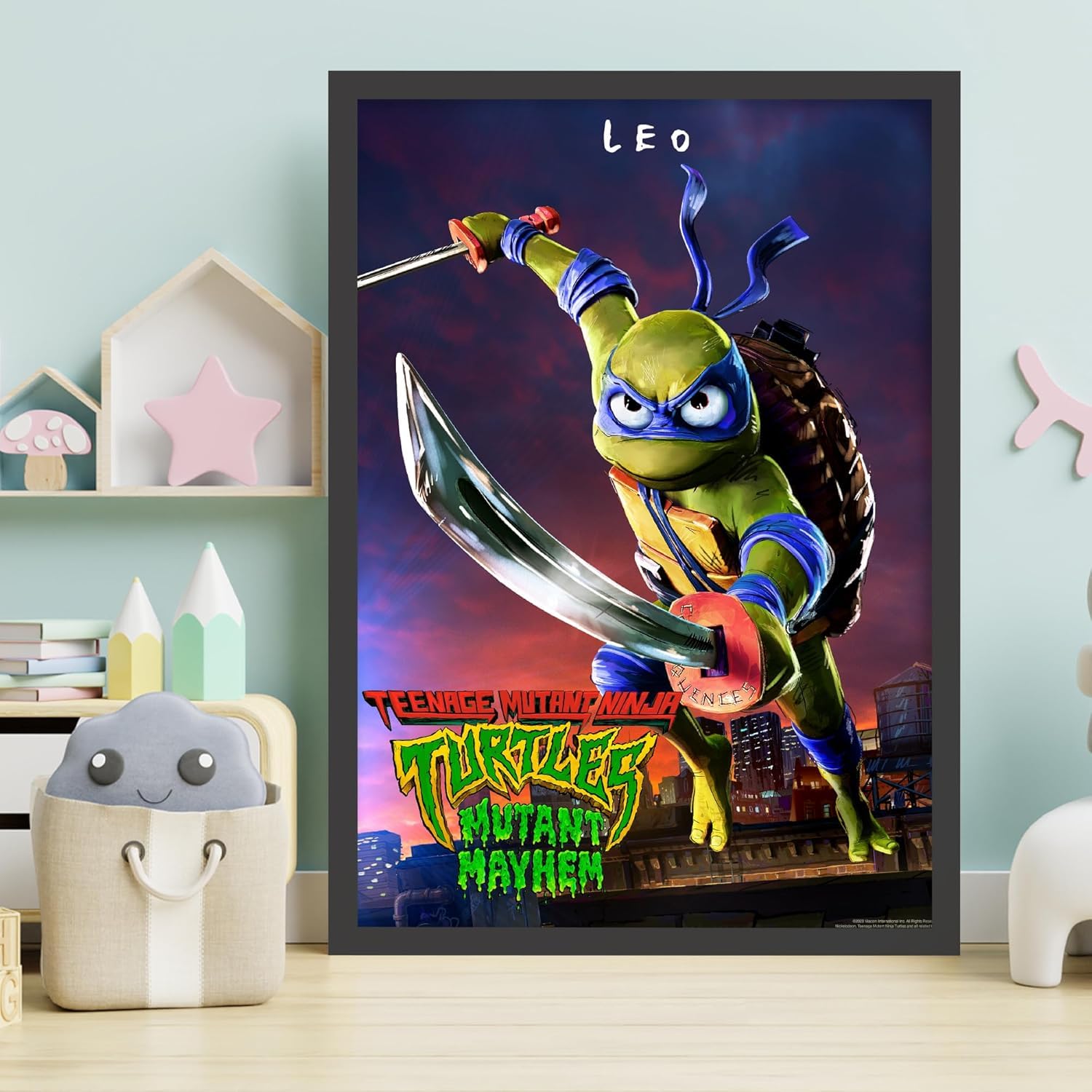 Themed Black Teenage Mutant Ninja Turtles Print - Leo Mutant Mayhem Poster Tmnt Wall Art (29.7Cm X 42Cm - A3)