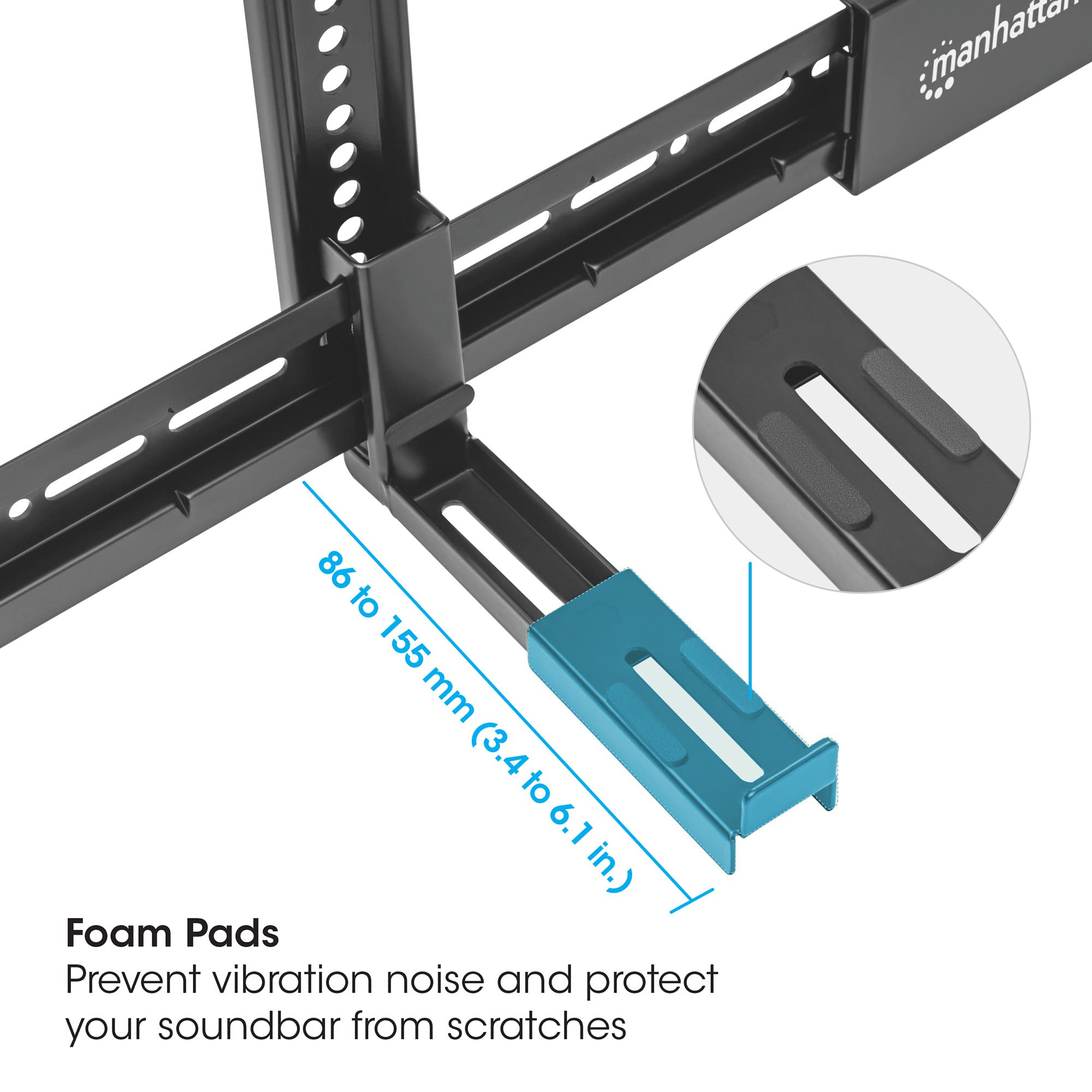 Manhattan 461849 supporto da parete per casse acustiche Plastica, Acciaio Nero