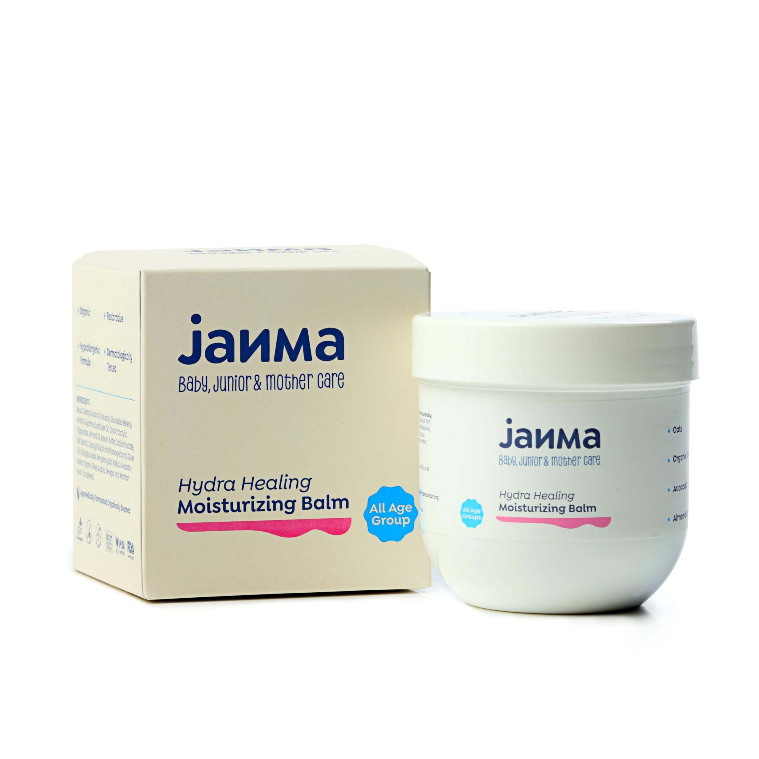 Janma Hydra Healing Moisturizing Balm for All Age Groups|with Natural Ingredients Organic ghee, Avacado, Oats|Chemical and Paraben Free|Deep Nourishment and Soft Skin|360GM(Pack of 2,180Gms Each)