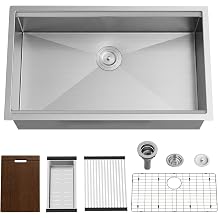 32-Inch Undermount Workstation Kitchen Sink, 16 Gauge Stainless Steel Kitchen Sink Single Bowl, Soundproof Multifunction Chef Sink, 9002SK