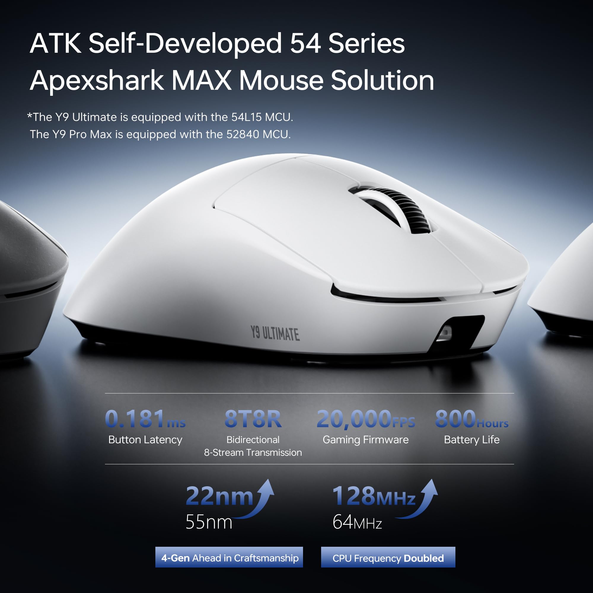 ATK Mouse para jogos Dragonfly Y9, leve de 55 g, ultra sensor