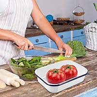 Vista 7 de Kichvoe Bandeja para hornear esmaltada: bandeja para asar esmaltada, plato oblongo, acero esmaltado, bandeja para lasaña, bandeja rectangular