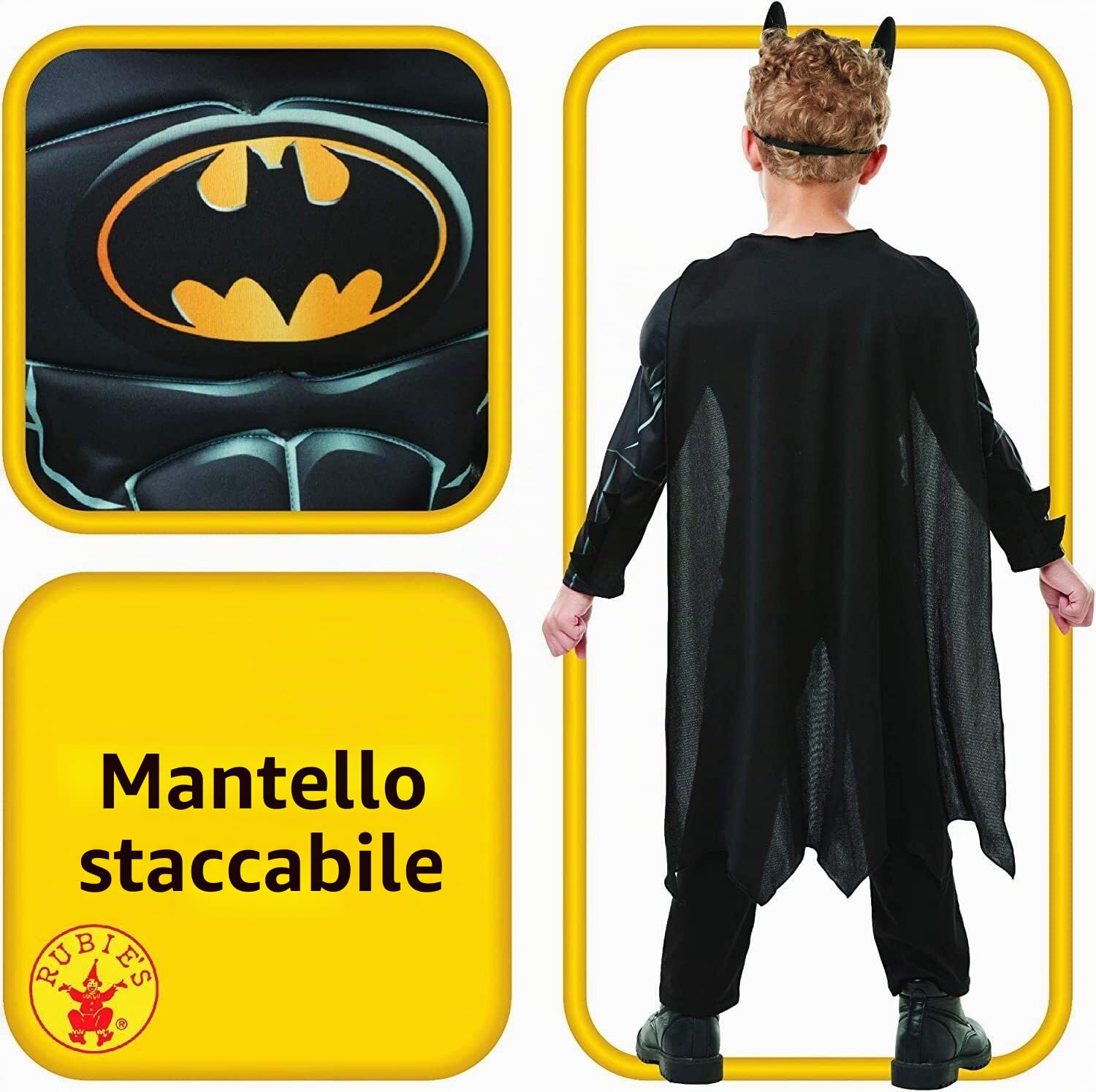 Rubie's Official Batman Black Deluxe Child's Costume, Superhero Fancy Dress