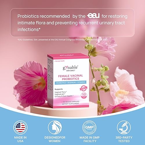 Miniatura 6 de Gynable Probióticos Vaginales para Mujeres, Probiótico Femenino para Equilibrio de pH con Lactobacillus 10 Mil Millones CFU Mezcla de Probióticos,