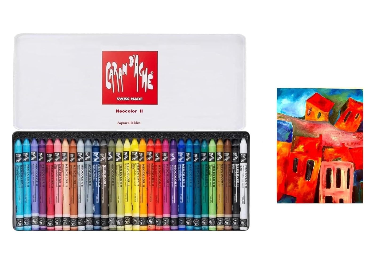 Caran d'Ache Neocolor II Wachspastellkreiden, Aquarellstifte, 30 Stück
