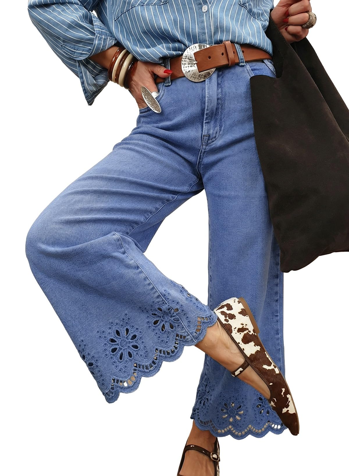 Sidefeel Embroidered Wide Leg Jeans